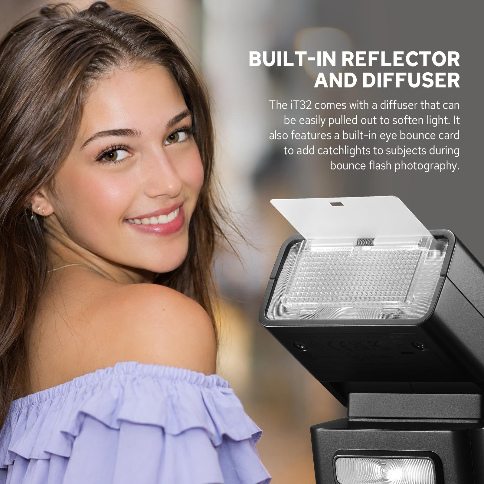 Godox IT32 TTL Kamerablitz mit X5S-Blitzauslöser für Sony-Kameras, magnetischer Blitzschuh und Auslöser, 2-in-1, bunter Touchscreen, drehbarer Blitzkopf, X-System TTL und HSS, LED-Modellierlampe