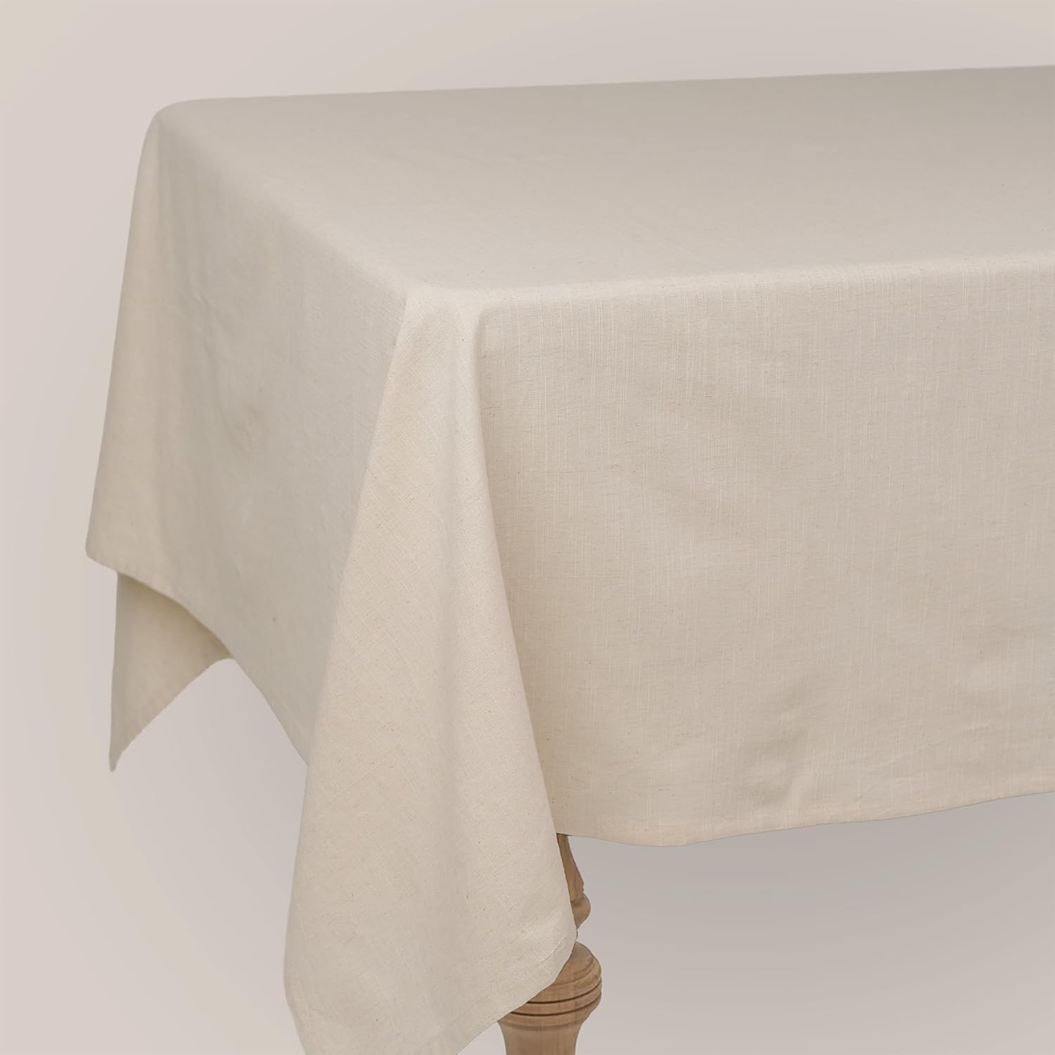 Rectangle Tablecloth – 60 x 120 Inch Cotton Linen Table Cover for Dining Room Tables – Washable, Wrinkle-Resistant Table Decor for Kitchen, Weddings, Parties, Events – Neutral