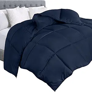 Utopia Bedding Comforter Duvet Insert, Quilted Comforter with Corner Tabs, Box Stitched Down Alternative Comforters King Size (Navy)