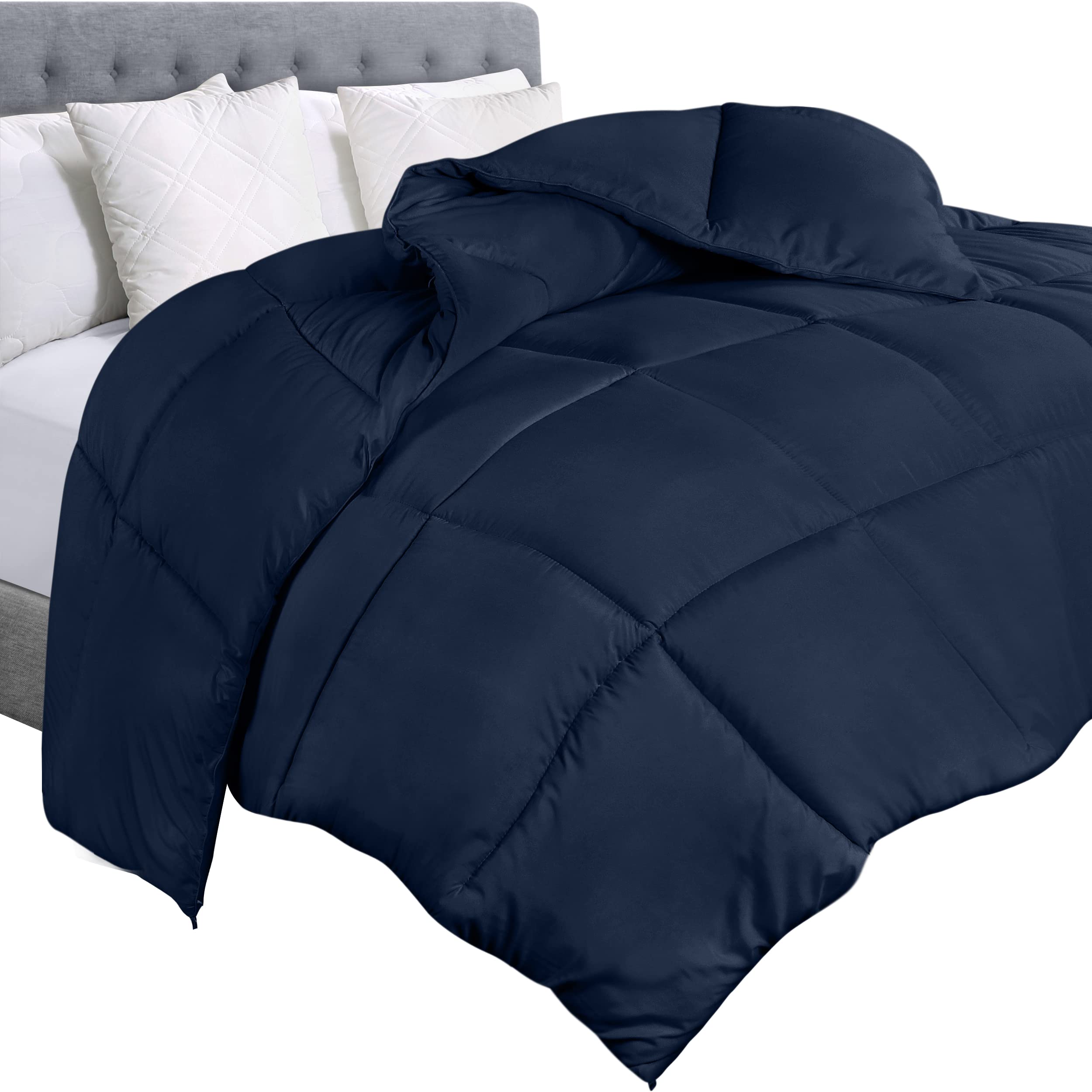 Utopia Bedding Comforter Duvet Insert, Quilted Comforter with Corner Tabs, Box Stitched Down Alternative Comforters Queen Size (Navy)