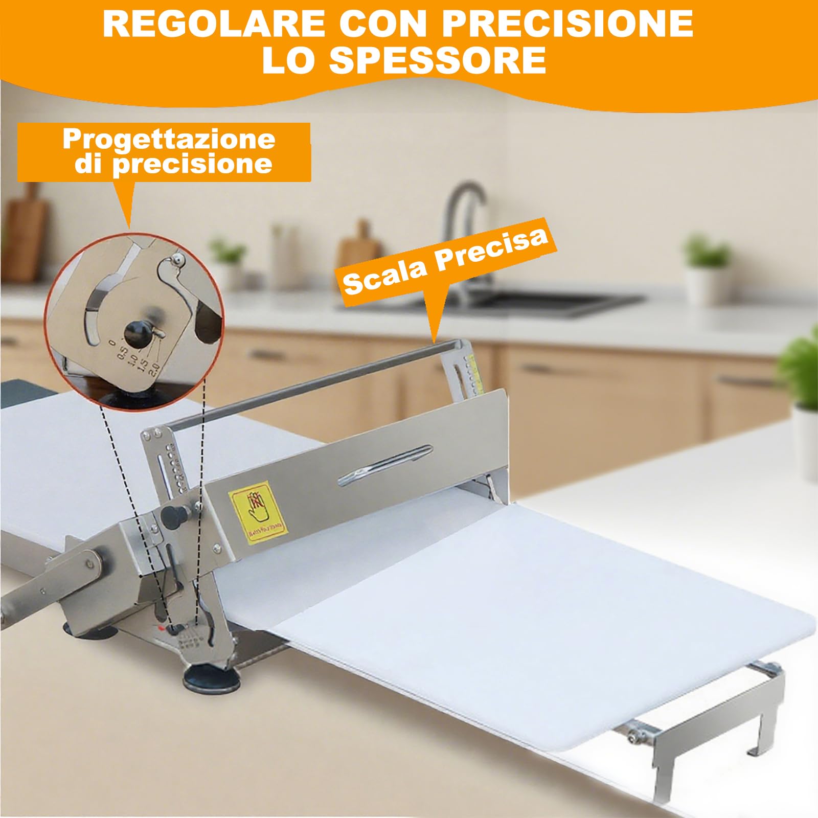 Sfogliatrice Manuale per Pasta, Sfogliatrice Pieghevole per Pasta, Pressa Automatica per Pizza Commerciale in Acciaio Inossidabile per Pane, Marzapane e Pasta Sfoglia B400