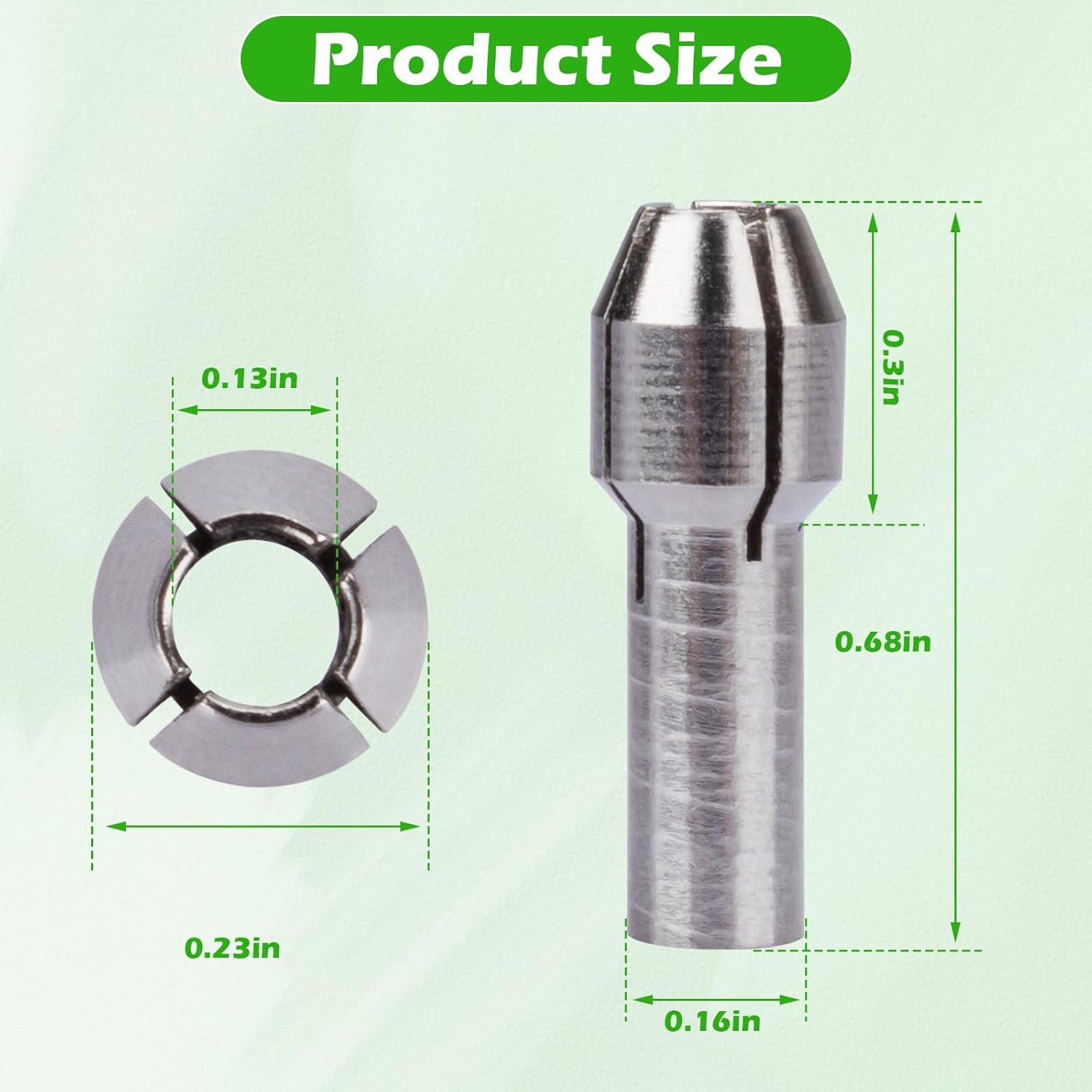 42-77-0400 2460-20 1/8 In Rotary Tool Collet Fit for Dremel Silver Color (5Pcs) - Image 1