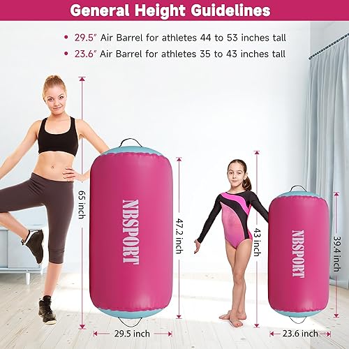 Miniatura 3 de NBSPORT Air Barrel Air Roller - Barril de gimnasia, colchoneta de aire, equipo de gimnasia inflable para espalda con resorte de mano, entrenador con