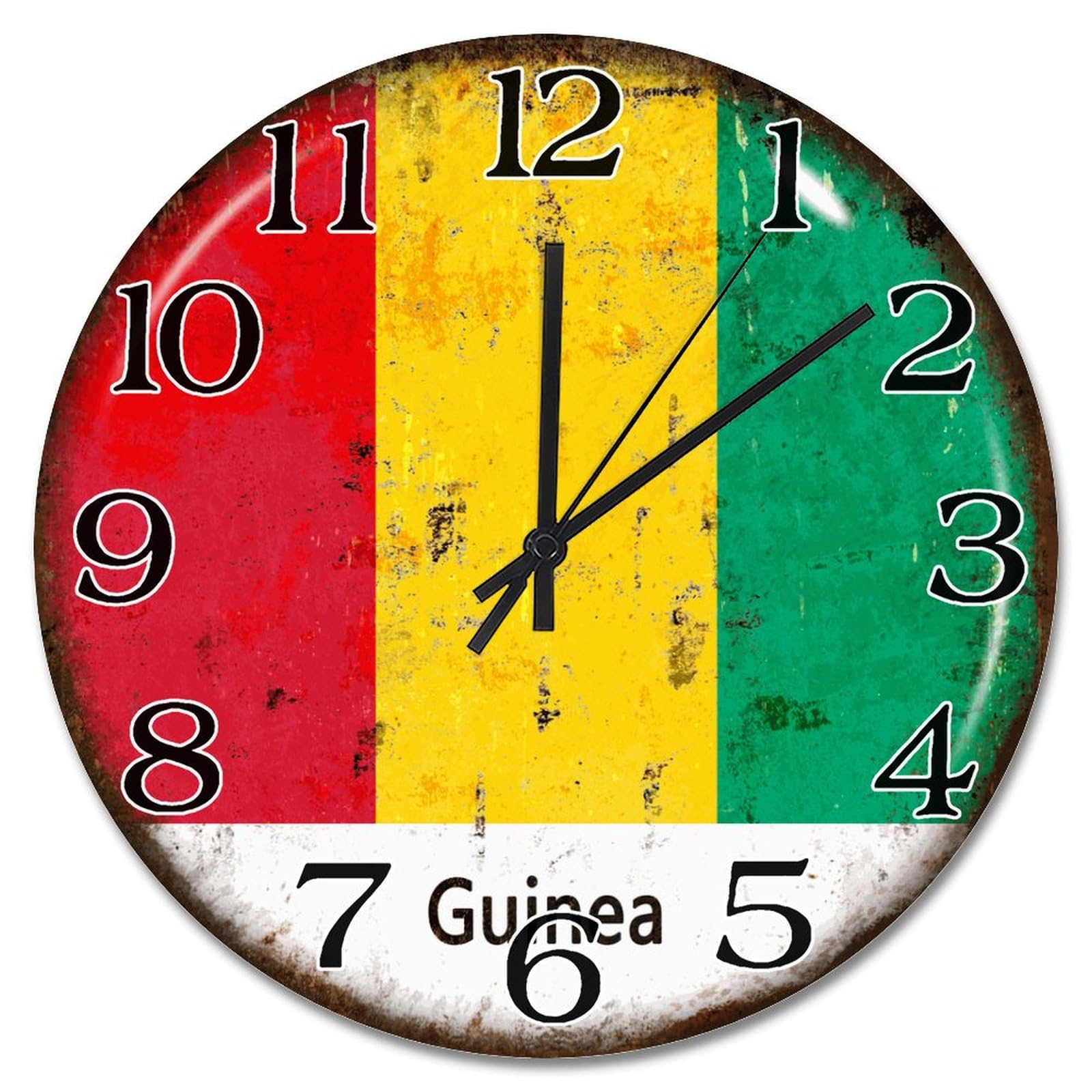 Grande horloge murale Guinée en bois : décoration vintage haut de gamme