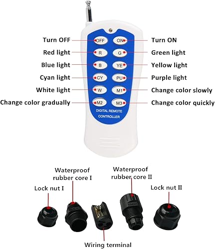 Miniatura 6 de JSN&PC Luces subacuáticas LED 9W RGB cambio de color con control remoto RF y junta impermeable IP68 para fiesta piscina fuente agua rocalla hierba