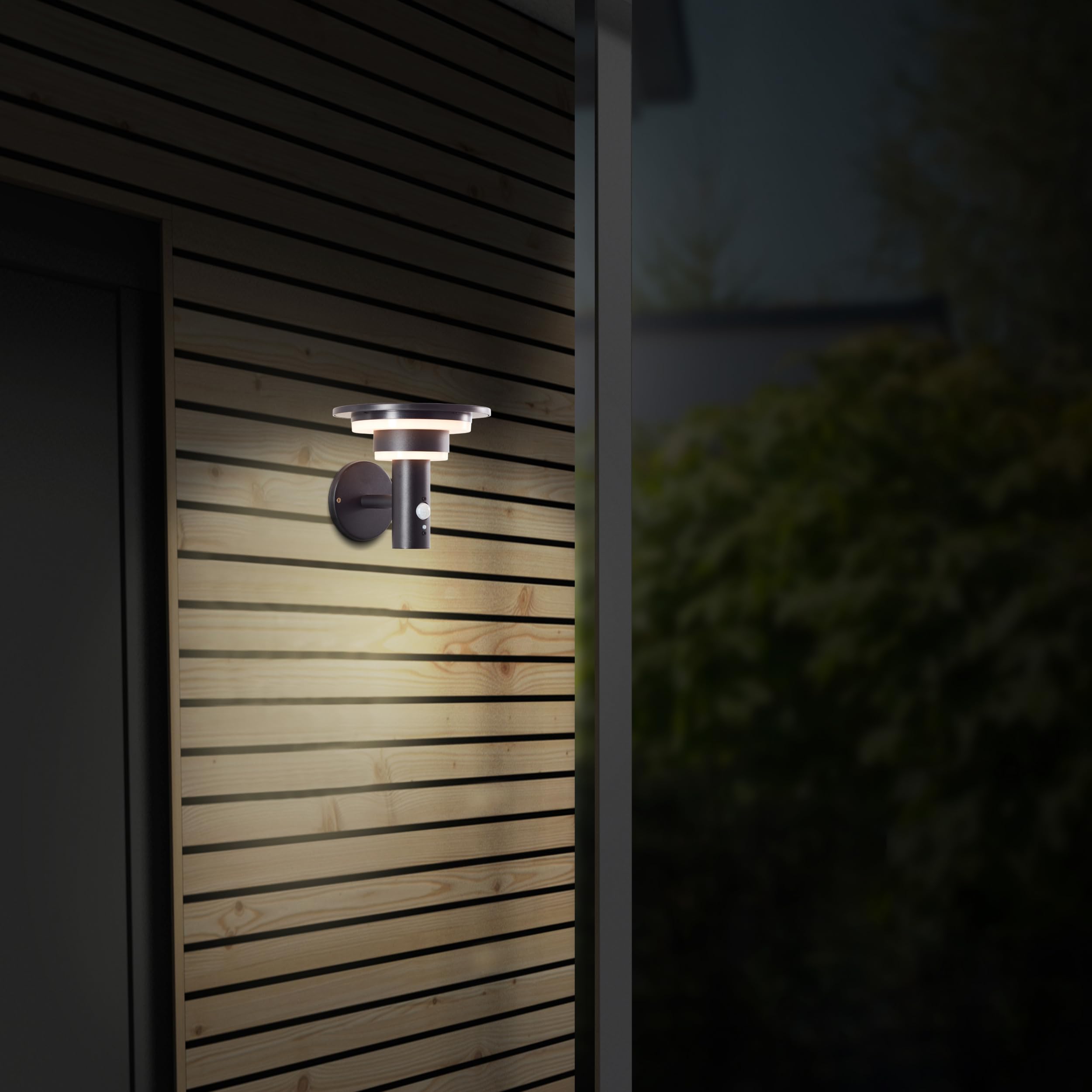 Lightbox LED Außen Wandlampe mit Solar & Bewegungsmelder - moderne Outdoor
