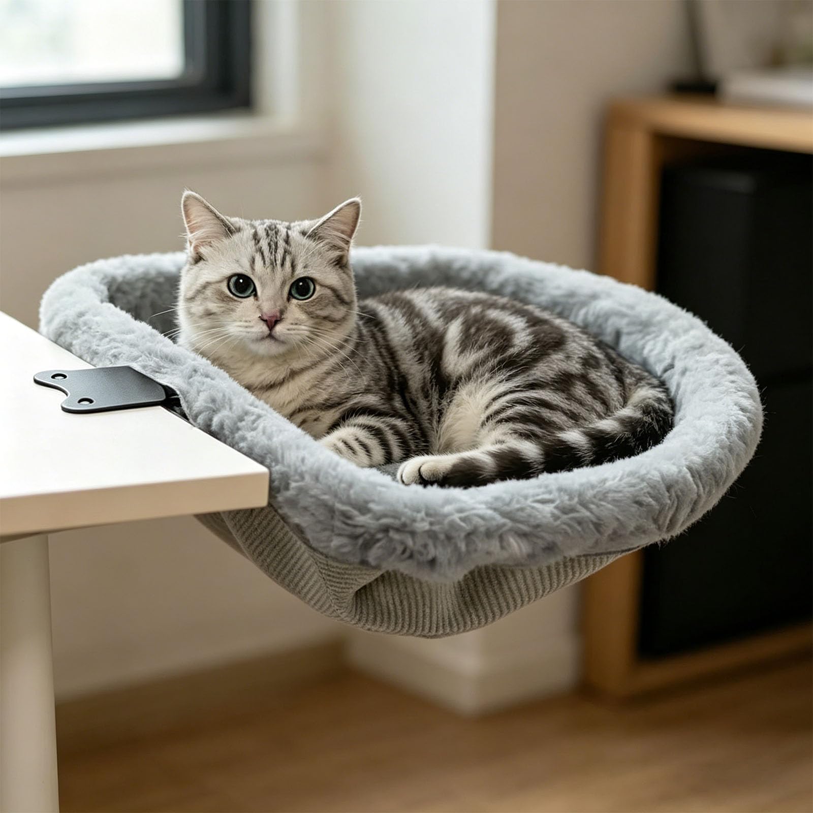 Sedile per gatti in tessuto con base con impugnatura per un posizionamento sicuro, per finestra e nido per gatti in tessuto morbido