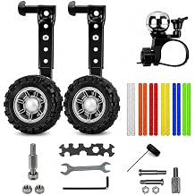 Bike Training Wheels for 16 18 20 22 24 Inch Multi-Speed Bicycles, Extra Wide 6 cm Bicycle Wheels Adjustable Heavy Duty Steel Brackets and Installation Tools