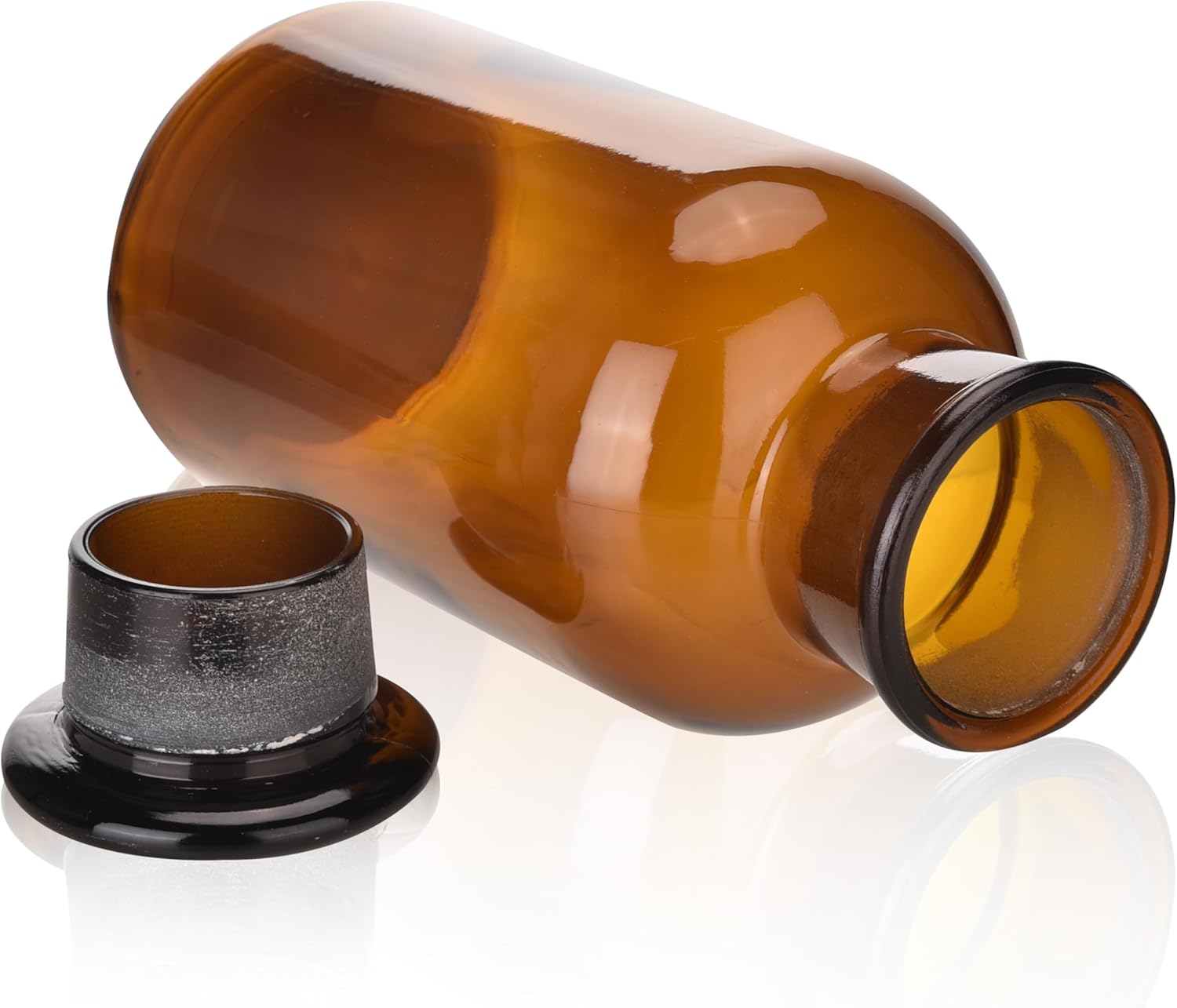 6 Packs Lab Glass Reagent Bottle, 1000ml Wide Mouth Glass Storage Bottle with Ground Stopper, Amber, Decorative Bottles/Vase