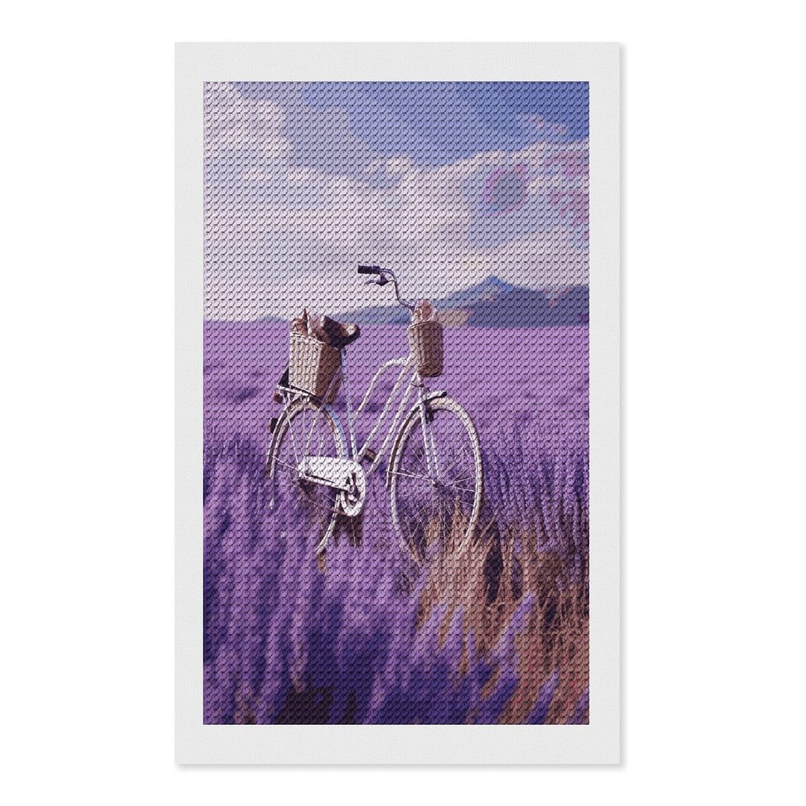 FekiLoot Lavender Field Bike Diamond Art Kits for Adults Diamond Painting Kits for Beginners DIY Diamond Art Kits Round Full Drill Diamond Dot Gem Painting for Home Wall Decor Gift 12"x20"