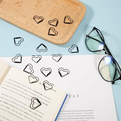 Miniatura 4 de 100 mini clips de papel, bonitos clips de papel de corazón, clips de papel de metal de acero inoxidable, pequeños marcadores para clasificar,
