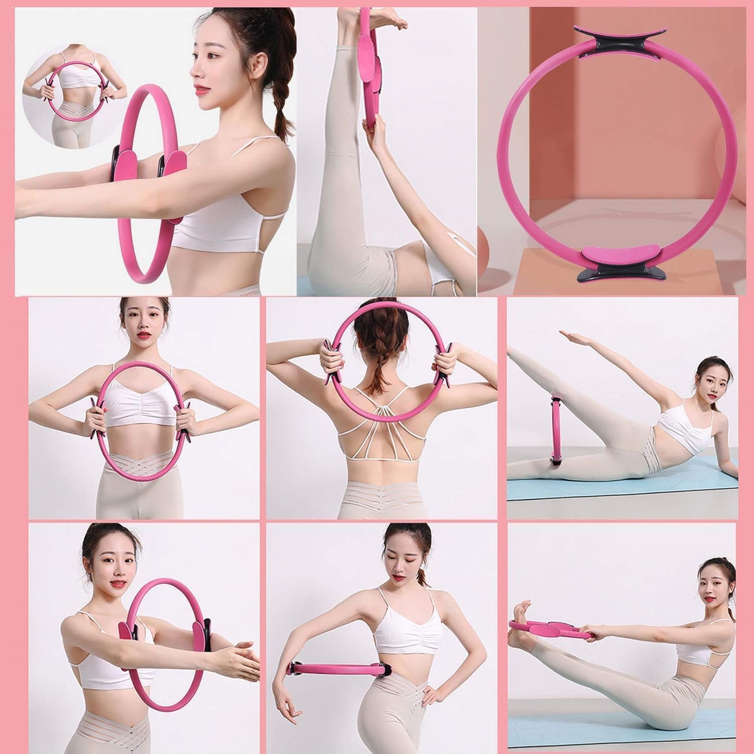 PLIXORA Pilates Ring 15 Inch Magic Circle Ring, Dual Padded Handles Pilates Rings Circle, Adjustable Yoga Ring, Strength, Flexibility, Body Toning, Pilates Fitness Equipment for Home Gym Exercise 3