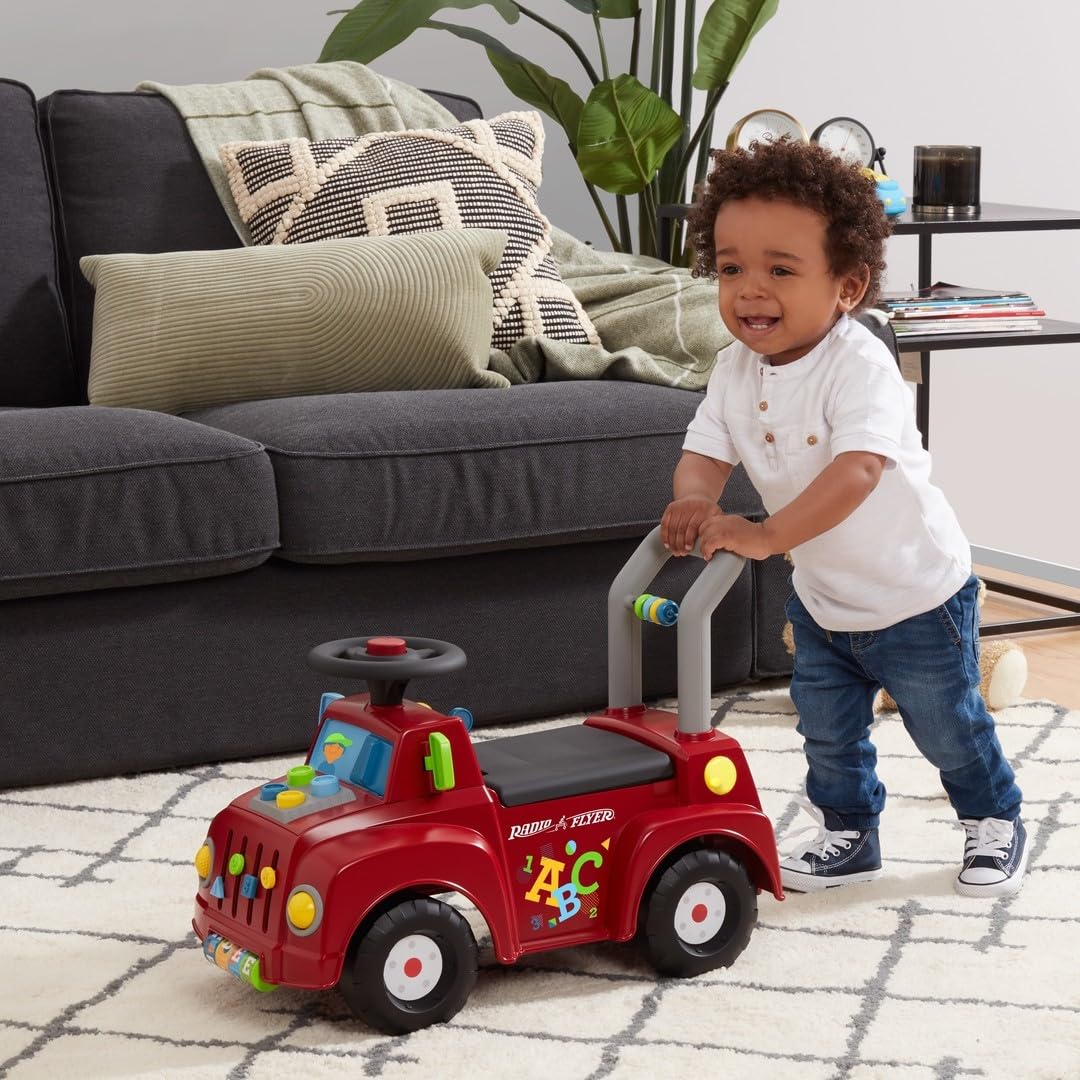 Radio Flyer Tinker Truck mit Lichtern und Geräuschen, Rutschspielzeug, Mitfahrspielzeug für Kleinkinder, für Kinder von 1–3 Jahren, Rot