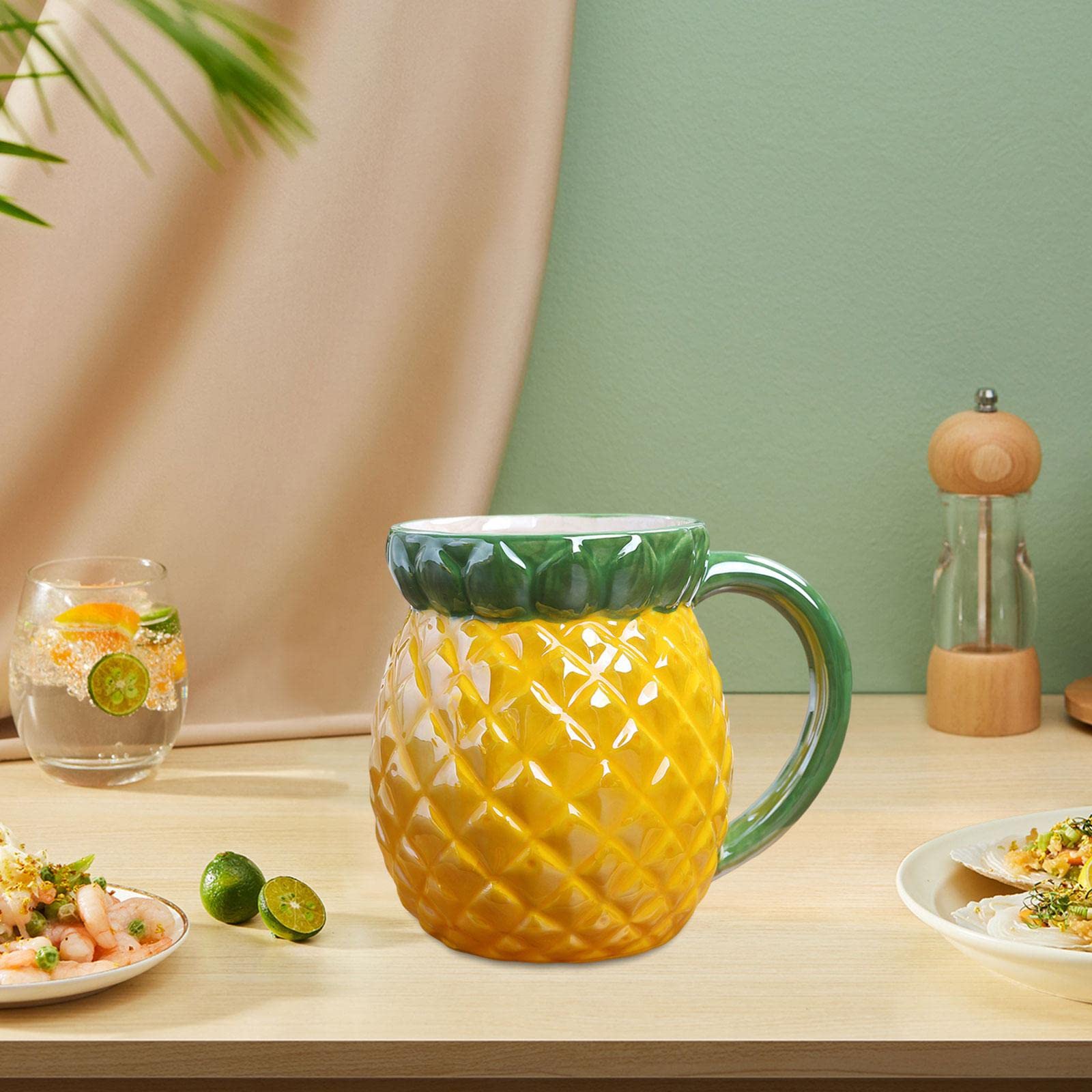 Perfk Keramik-Kaffeetasse In Fruchtform – Bananen-Design, 450 Ml, Mit Griff