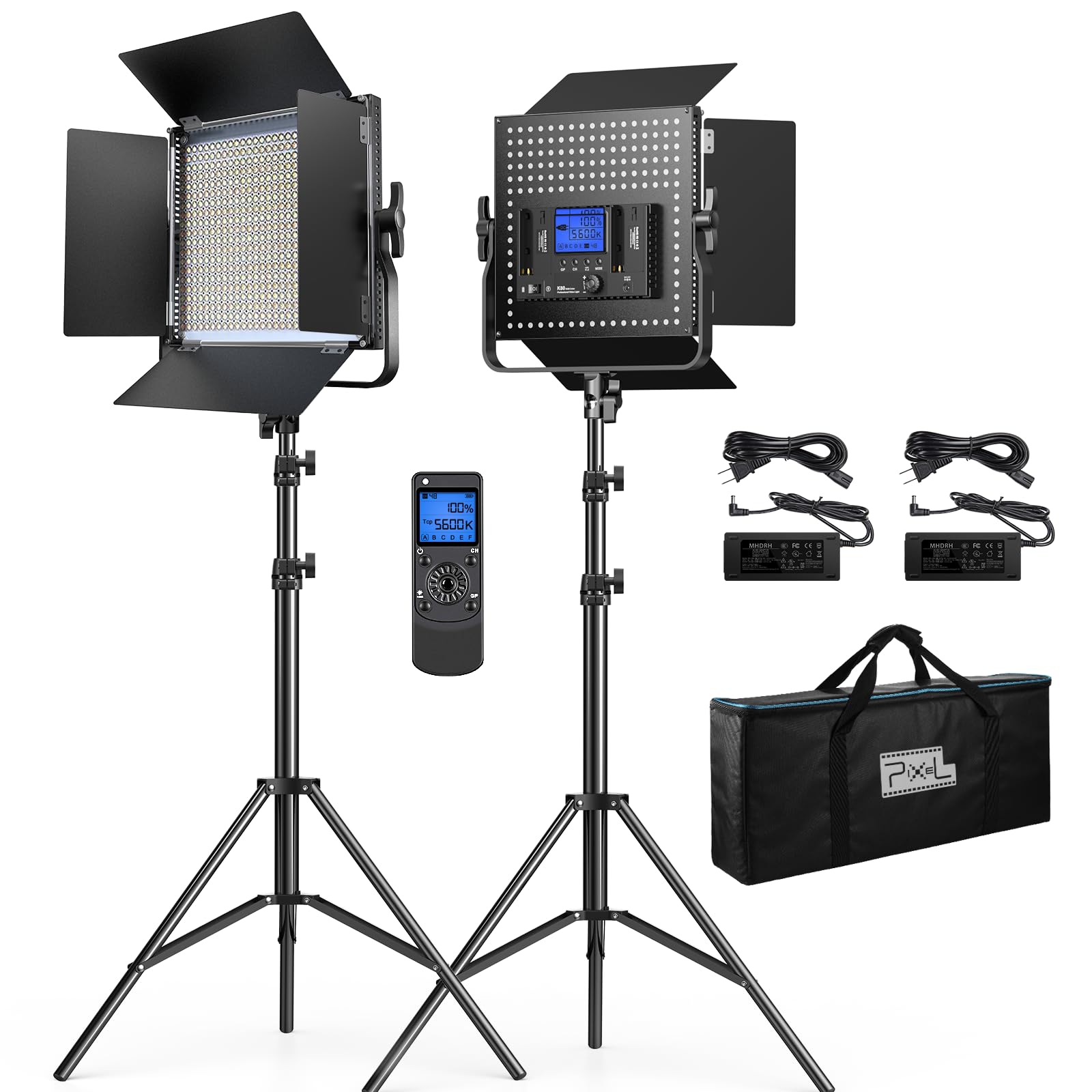 Pixel K80 Bi Color Photography Lighting with Remote, 2-Pack 45W 3200K-5600K Dimmable LED Video Light, Panel Light for Studio/Gaming/Streaming/YouTube/Videography/Film/Video Recording