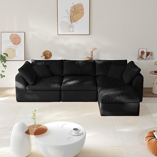 Miniatura 10 de Cloud - Sofás seccionales para sala de estar, sofá convertible con otomana, sofá modular con asiento profundo, no requiere montaje con almohadas