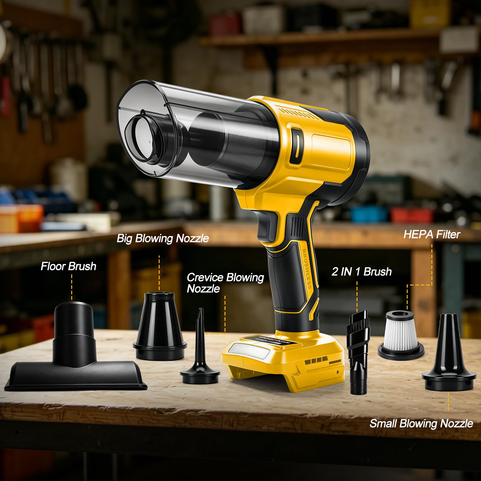 WingFly Aspiradora de mano inalámbrica compatible con batería Dewalt de 18 V, 20 V | 10KPa Mini Aspiradora Inalámbrica, Aspiradora de Coche Portátil para Coche, Hogar y Mascotas