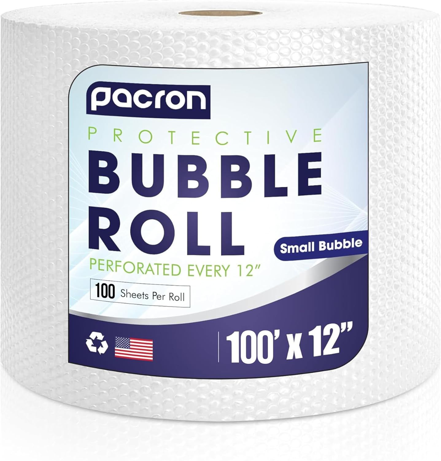 Protective Bubble Roll Wrap - 100FT x 12IN Clear, 3/16" Dense Small Bubble Cushioning for Fragile Items, Dish Packing & Packaging Supplies, Moving, Shipping & Storage - Perforated Every 12IN