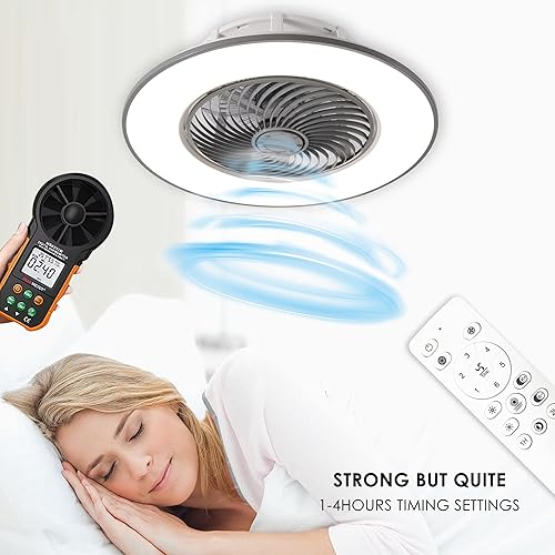 Miniatura 8 de YANASO Ventiladores de techo negro  gris de 22 pulgadas con luces ventilador de techo sin aspas con control remoto iluminación LED inteligente