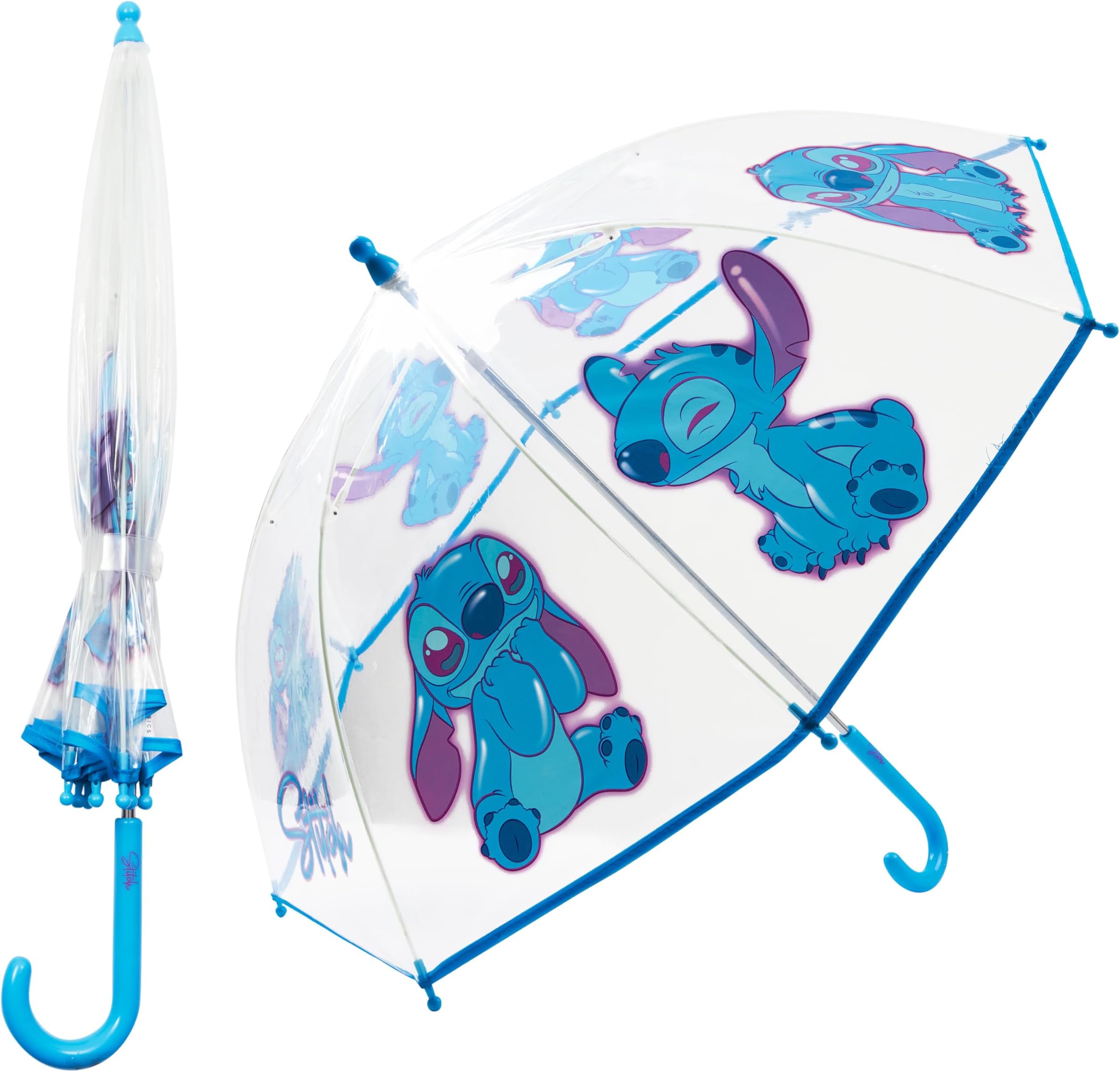 Disney Clear Dome Umbrella for Girls - Folding Transparent Umbrella Lightweight - School Days Out