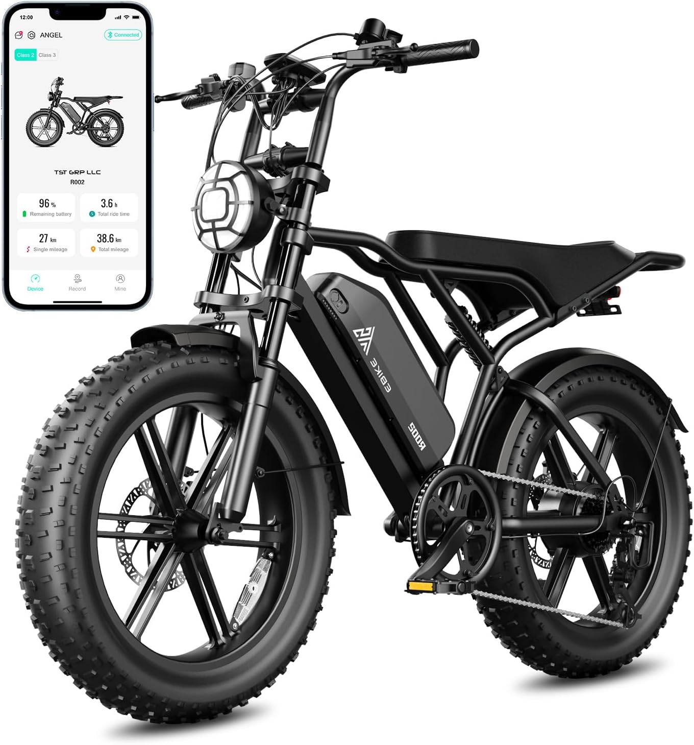 TST 1500W Peak Electric Bike Adults: 20" Fat Tire Ebike, 48V 15Ah Battery, 60 Miles Range, 28 MPH Top Speed w/ Rear Seat