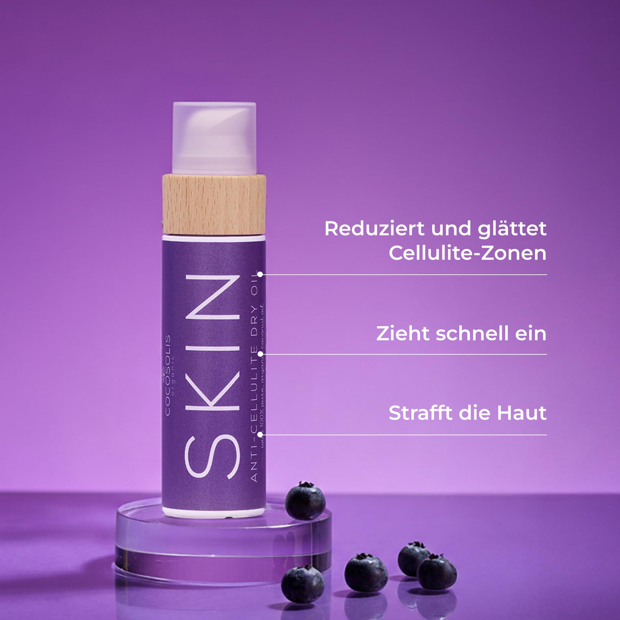 COCOSOLIS SKIN Anti Cellulite - Bio-Trockenöl gegen Orangenhaut - Strafft, erfrischt und revitalisiert die Haut - pflegendes Öl für Massage (110)