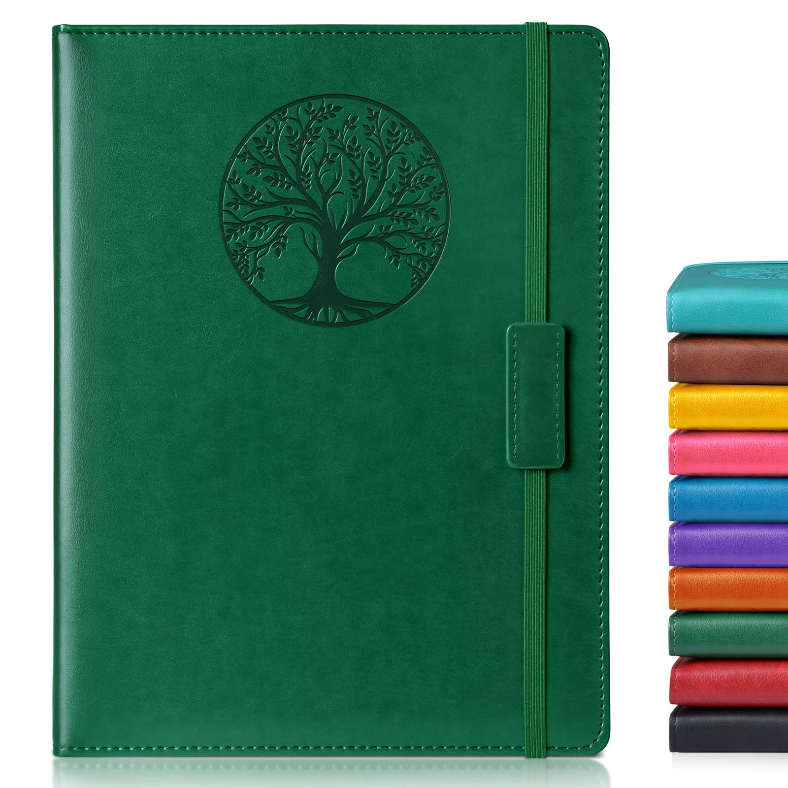 Biuwory 罫線入りジャーナルノート レディース メンズ 256ページ B5 Lサイズ ハードカバー レザー日記帳 執筆、旅行、ビジネス、仕事、学校、大学罫線入りノートブック メモ帳、日記メモ帳 7.8インチ×10.2インチ