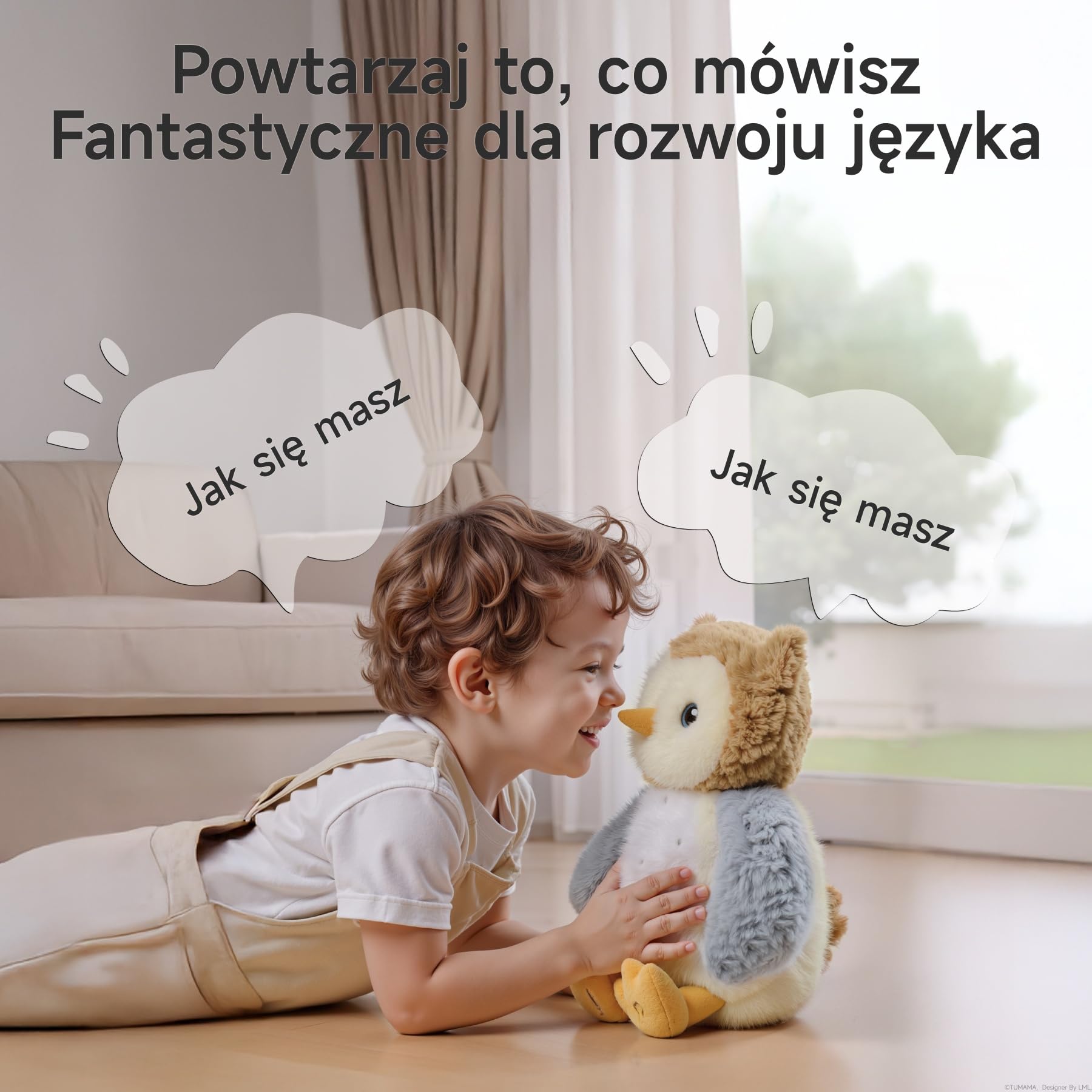 Interaktywna Sowa Zabawka Pluszowa, Elektryczna Pluszak Sowa z Dźwiękiem i Muzyczna, Mówi Powtarza Pluszowy, Przytulanka Prezent dla Dzieci