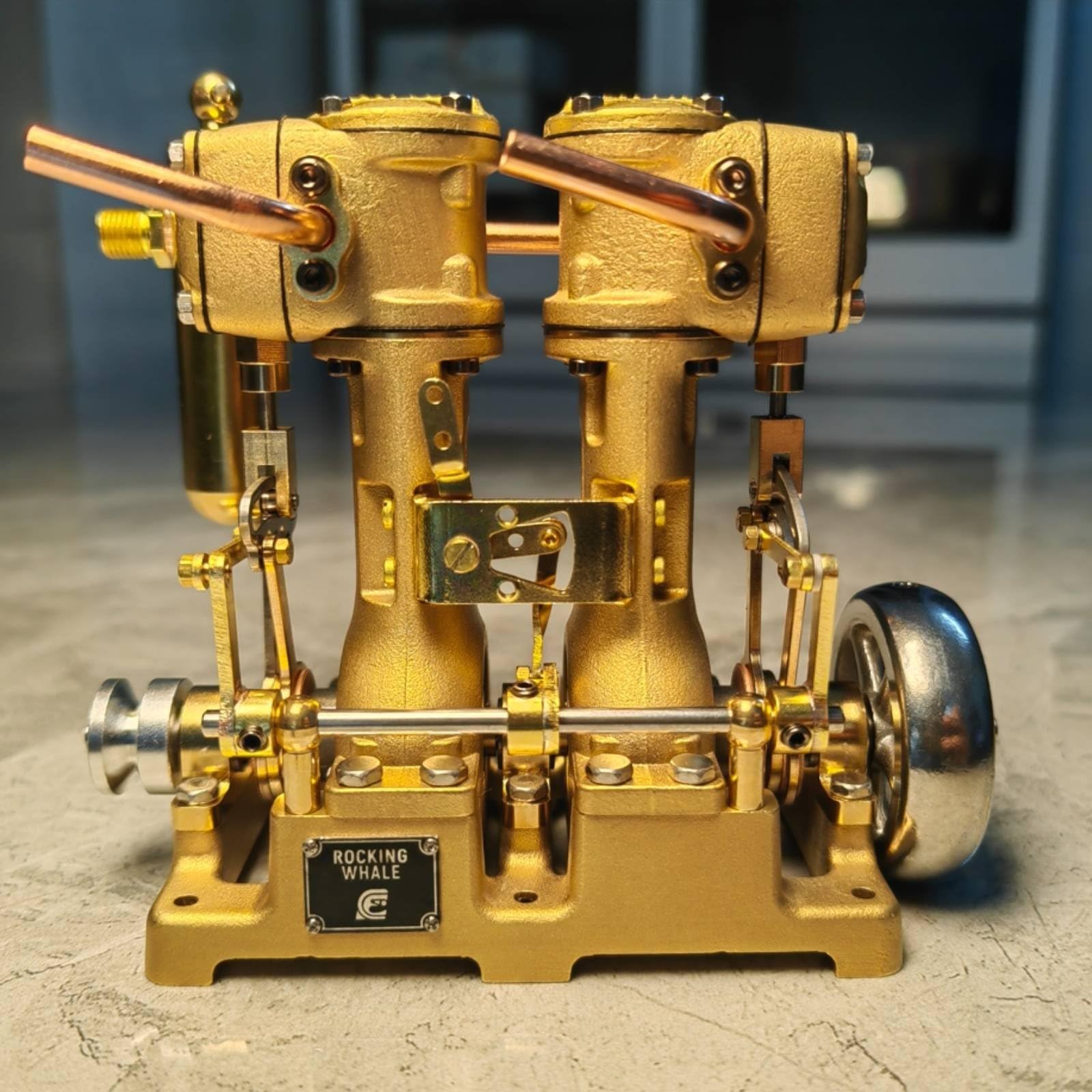 Dampfmaschinen Gerät Modell Motor Aggregat Kompatibel mit Kleiner Luftpumpe Oder Dampf als Lehrmittel für Schulung Demonstration Werkbank Hobbyraum, V2 V-Type Twin