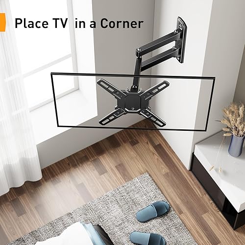 Miniatura 7 de Perlegear Soporte de pared para TV de movimiento completo para televisores planos o curvos de 13 a 42 pulgadas y monitores de hasta 55 libras,