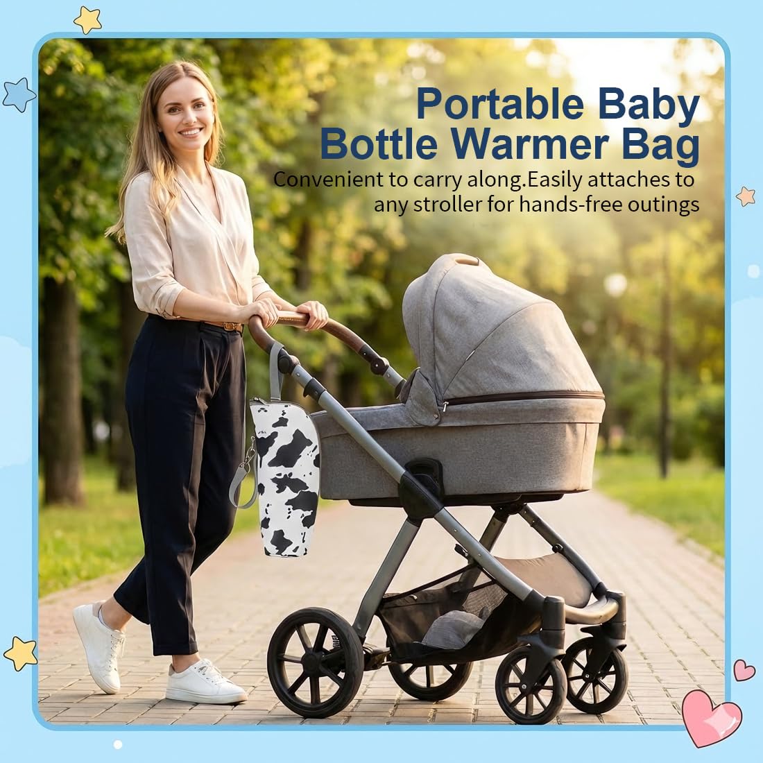 2 Pezzi Termos Biberon Neonato Porta Bottiglia Termico Porta Pappa Borsa Termica Portatile Per Biberon E Bottiglie Grande Capacit脿 Per Biberon Per Passeggini (Stampa Leopardata + Mucca)