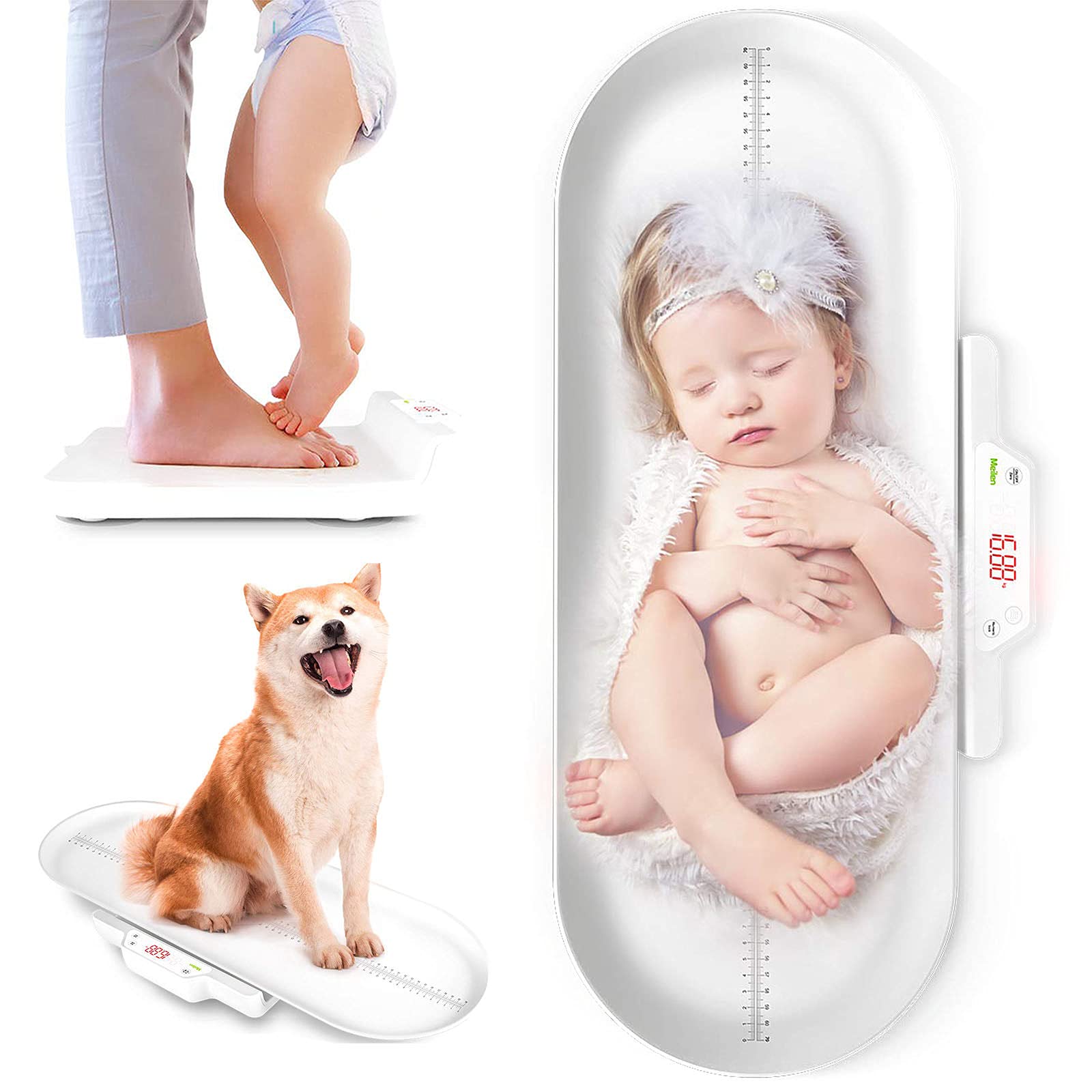 Bilancia Neonato,Bilancia Neonato Meccanica,Bilancia per Animali,Precisione Digitale Multifunzione 3 modalità di Pesatura Scale LCD Schermo 2 in 1 (Massimo: 100Kg)