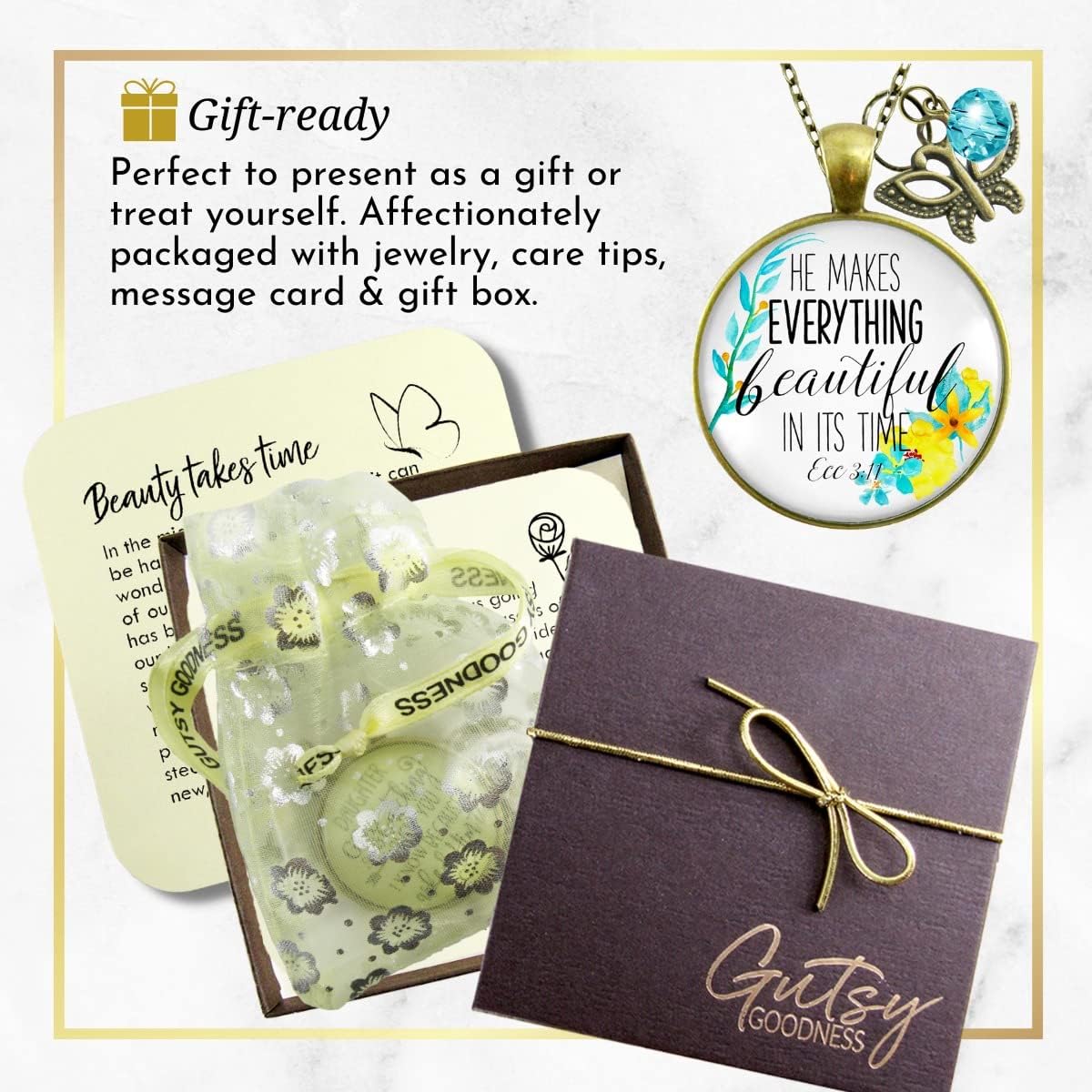 Gutsy Goodness Life Plans Theme Faith Necklace Handmade Message Jewelry Pendant
