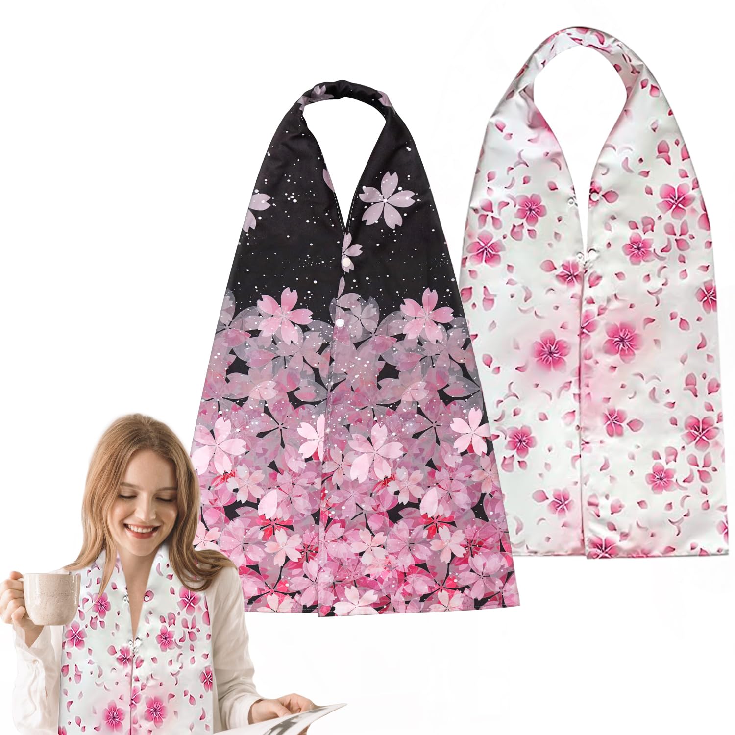 VOPHIA 2 Pack Adult Bib Dining Scarf for Women Microsuede Washable Reusable Food Clothing Protectors Dining Mouth Towel Scarf