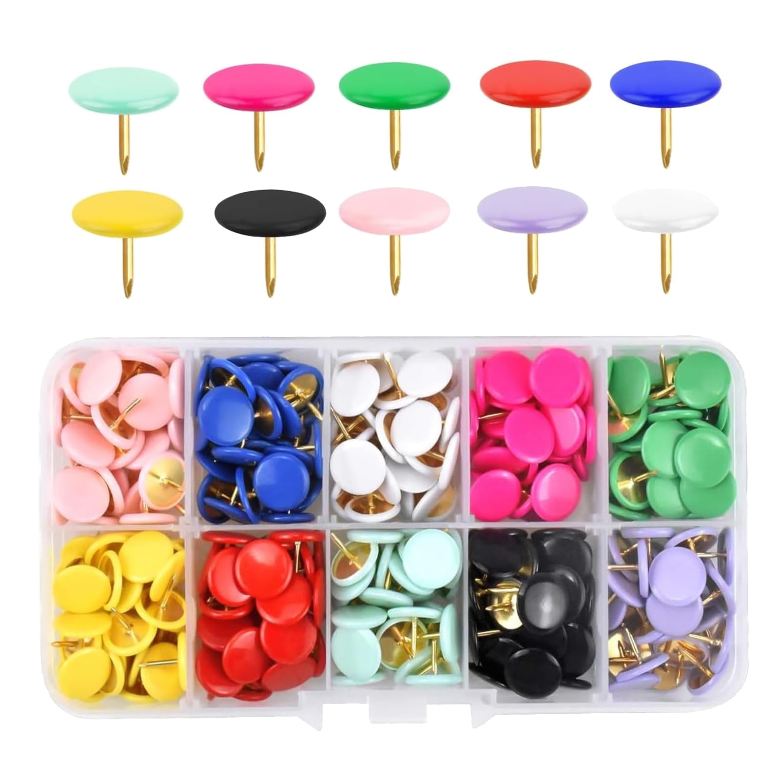 150 Pcs Colored Drawing Pins Kit Round Head Thumbtacks Metal Push Pins Drawing Pins for Notice Board Decorative Thumb Tacks for Pinboard Bulletin Board Map Photo Wall