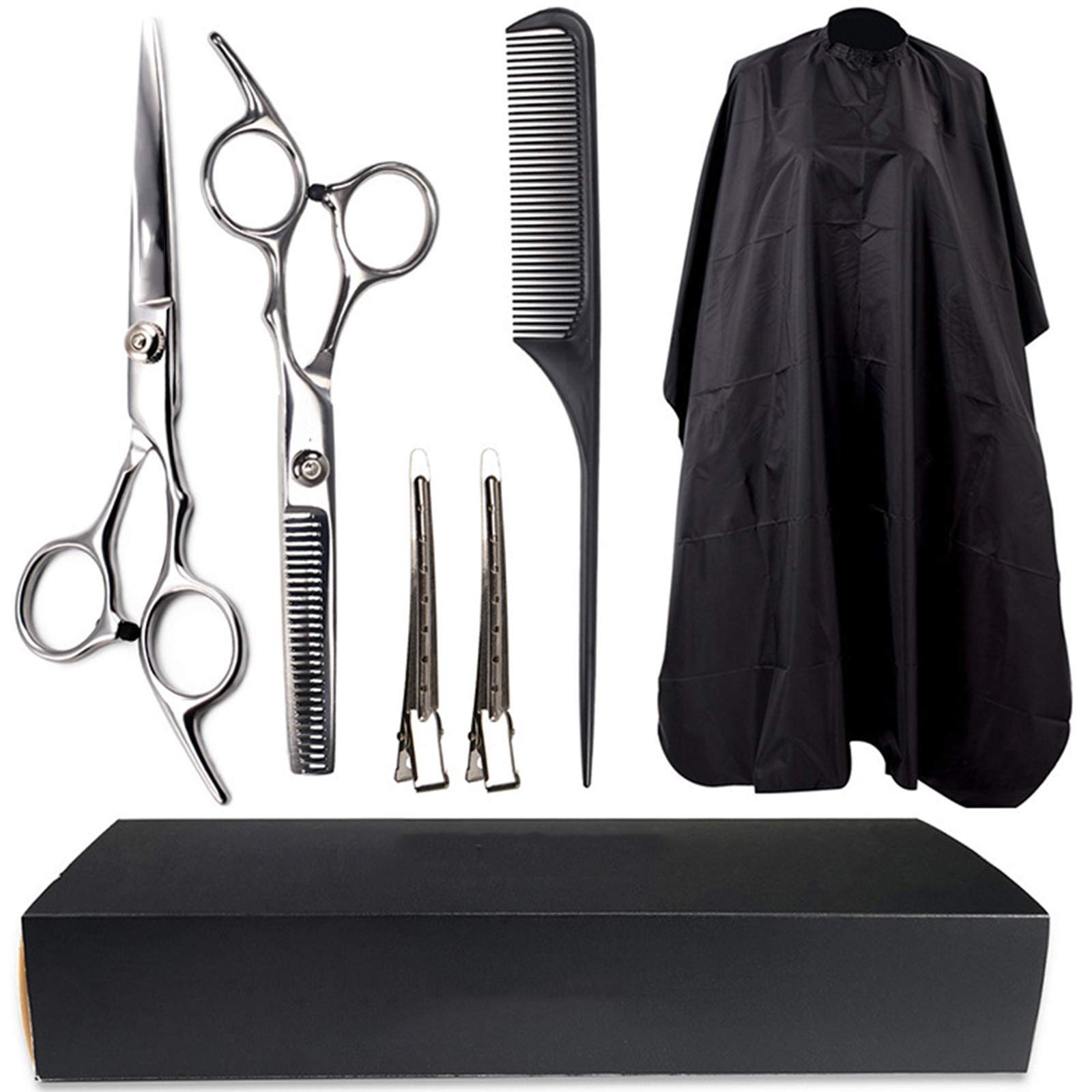 DNNAL 6 Pcs Hair Cutting Scissors Set, Professional Haircut Scissors Kit with Waterproof Cloth, Hairdressing Shears Set for Barber, Salon, Home