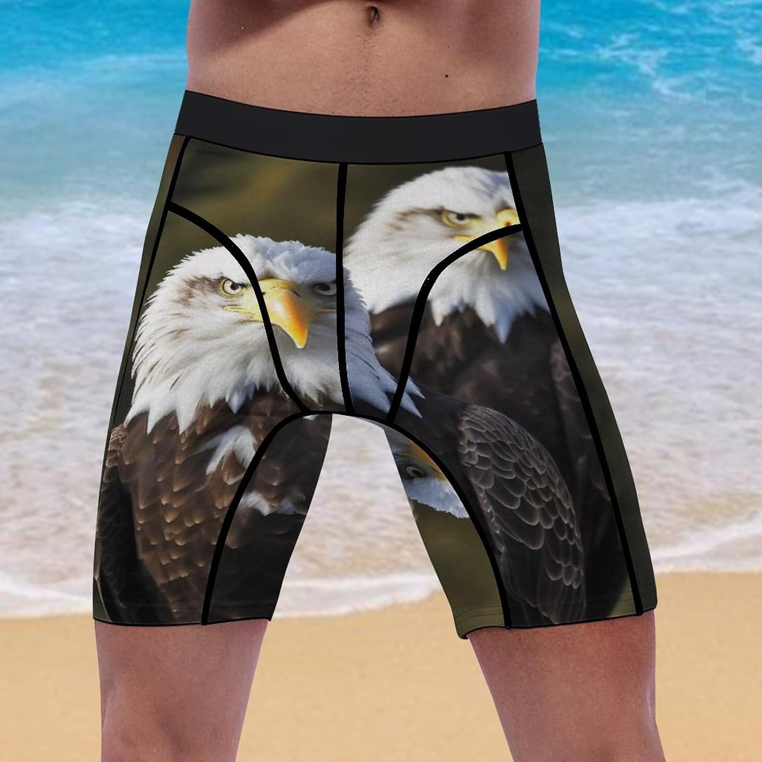 White Head Eagle Compression Shorts Men Spandex Sport Shorts Workout Performance Baselayer Underwear