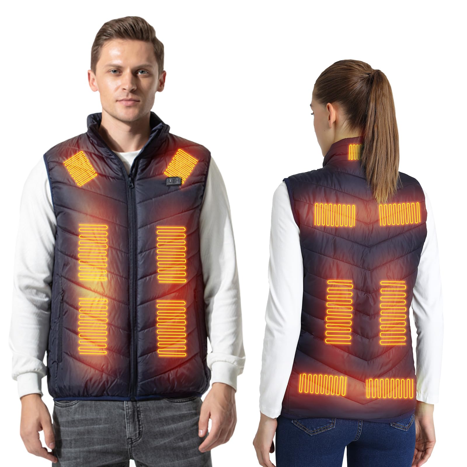 Telguua Verwarmd vest voor heren, met powerbank, 5 V, 12000 mAh, verwarmd vest met 3 temperatuurniveaus, 4 warmtezones, verwarmingsvest voor kamperen, motorrijden, skiën, jagen, grijs, XXL