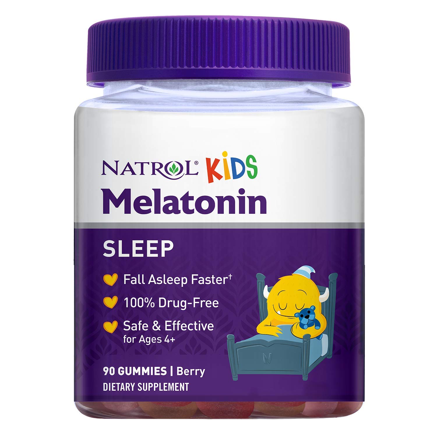 Natrol Kids Melatonin Sleep Aid Gummy, Fall Asleep Faster, 100 Drug