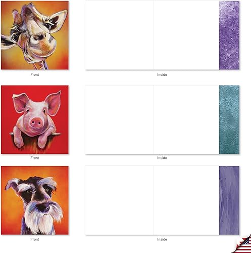 Miniatura 2 de The Best Card Company - 10 adorables tarjetas de notas en blanco (4 x 5.12 pulgadas) - Tarjetas de vida silvestre y animales, juego surtido para