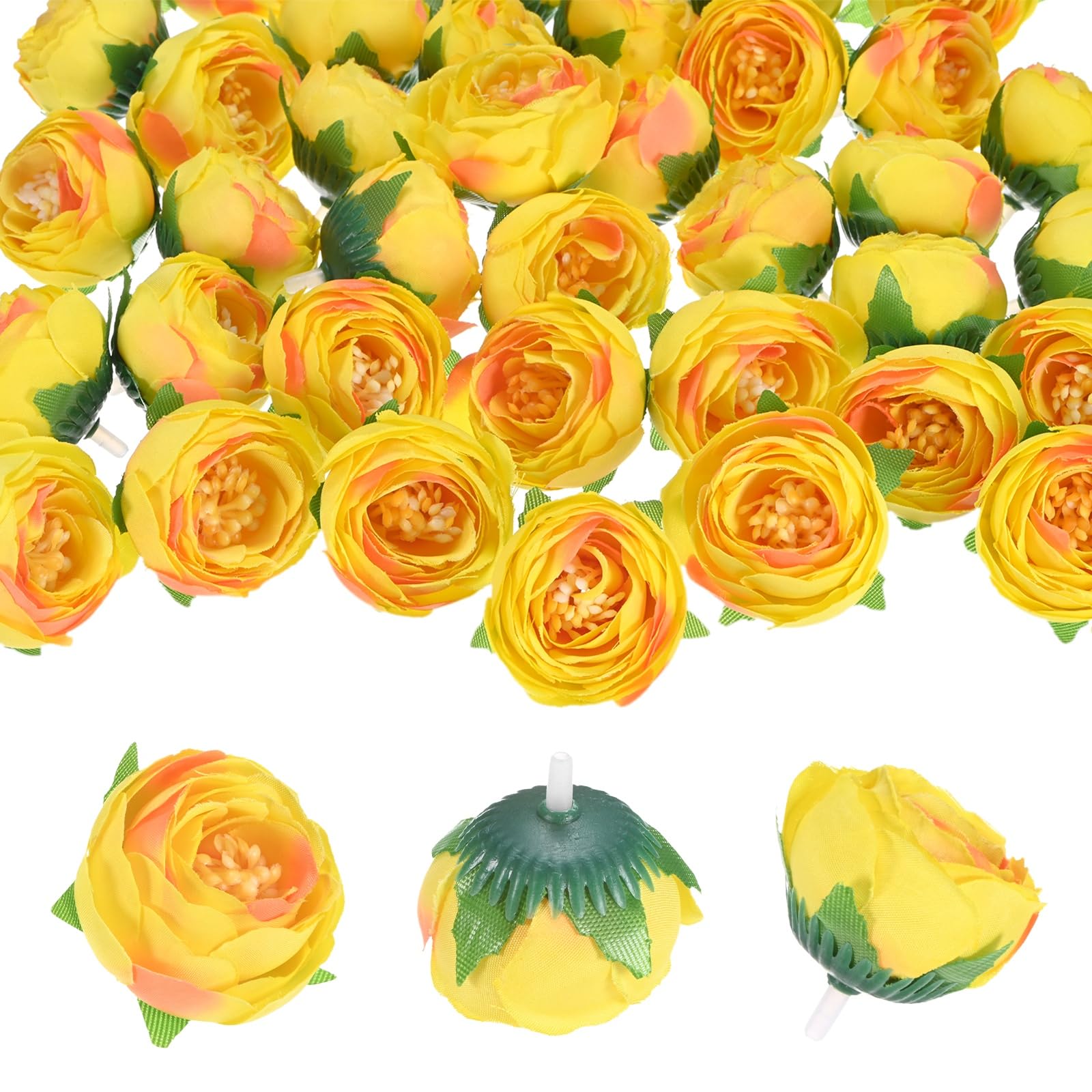 Fleurs artificielles pour bouquet de mariée et création de couronne de fleurs en soie jaune
