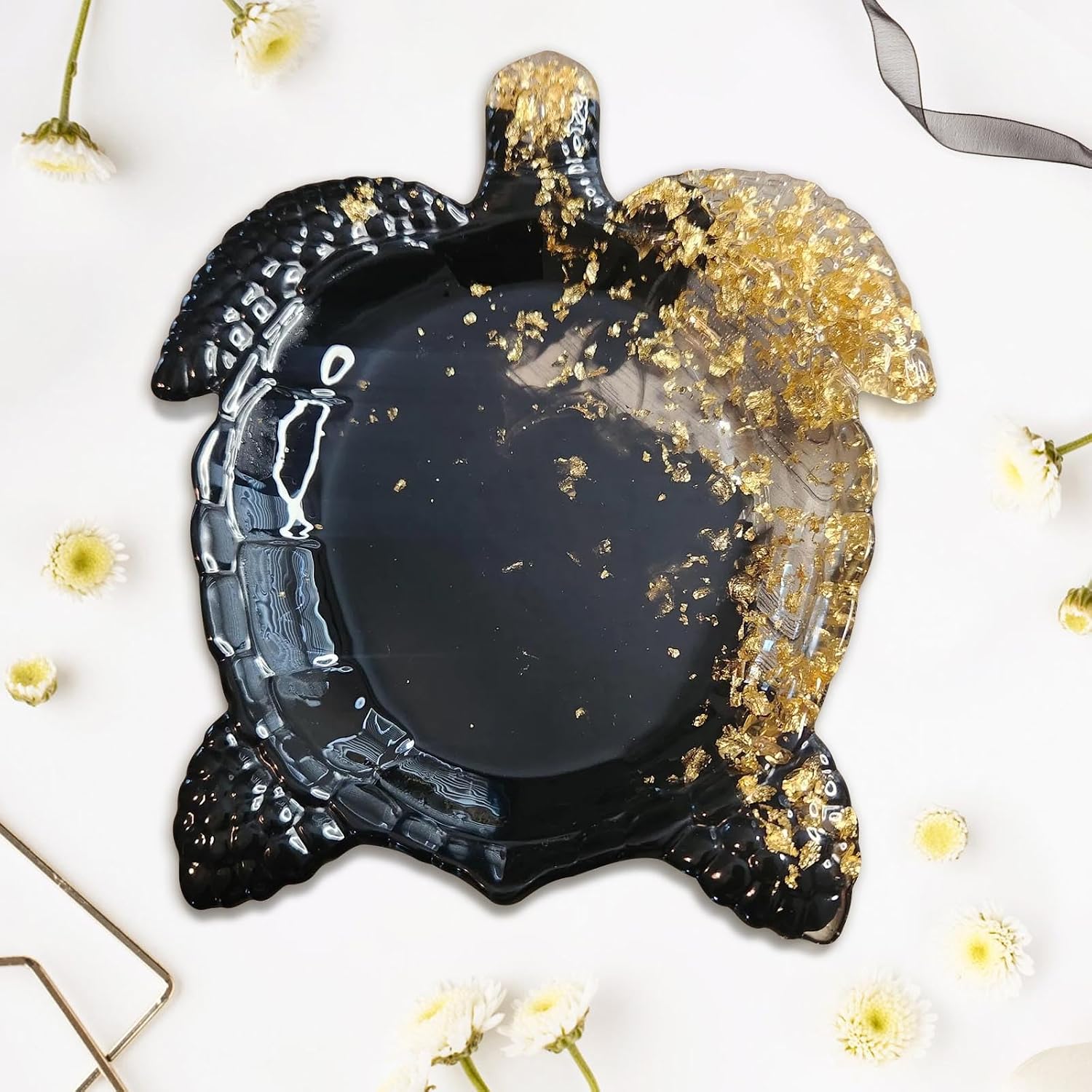 Texture Large Turtle Resin Tray Plaster Silicone Mold Concrete Trinket Plate Dish Epoxy Resins Mould for DIY Handmade Decoration Crafting, Jewelry Holder Container Mould【Large Mold】