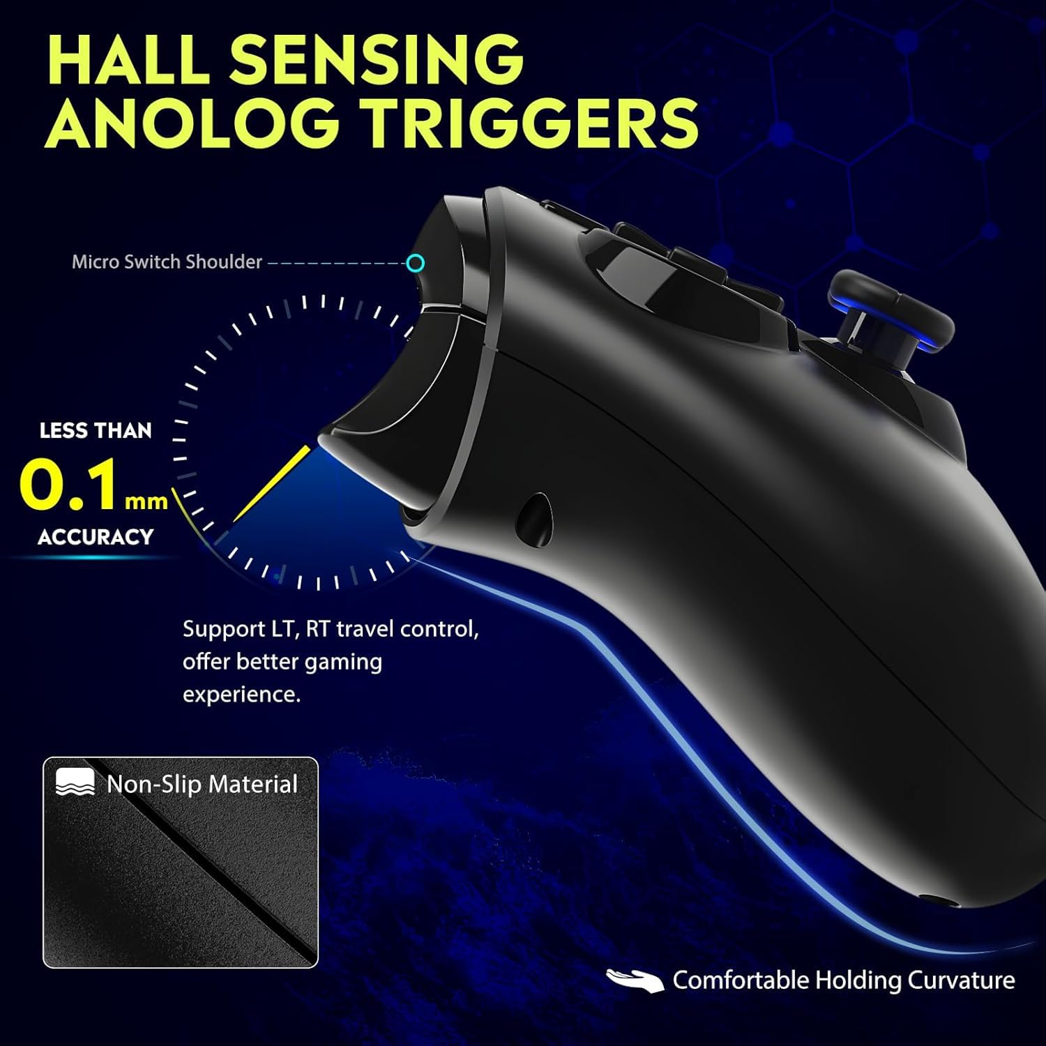 QRD Controlador inalámbrico Spark N5 para PS5 Pro Slim, PS4, PS3, PS2, Steam Deck, PC, Windows, Mac, iOS, Android TV Box, joystick Halleffect con panel táctil, doble vibración, mapeo y macro