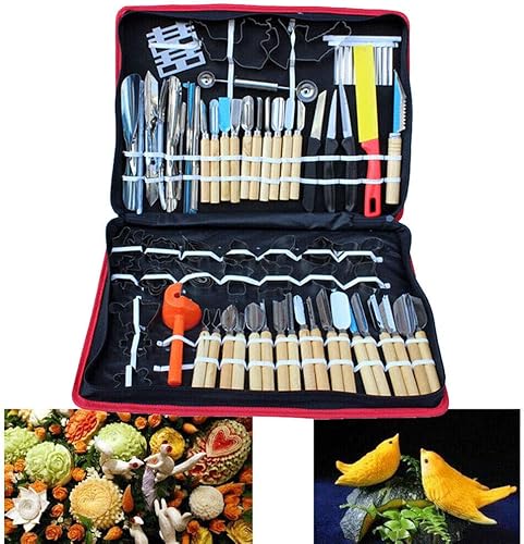 Miniatura 3 de TBVECHI Kit de herramientas de tallado, 80 piezas de cocina profesional para tallar frutas y verduras, juego de herramientas de grabado de chef con