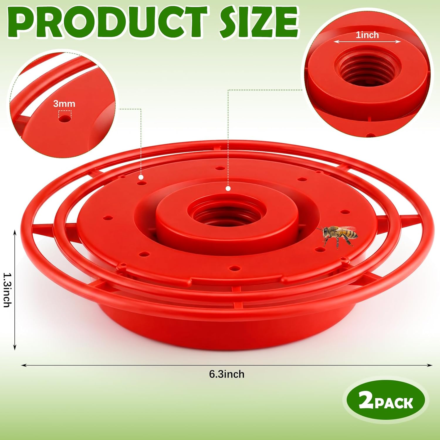 LemonRoad 2 Sets Hummingbird Feeder Replacement Bottom Set Red Plastic Base Outdoors Feeder Bottom Compatible with Hummingbird Feeders(No Bottles)