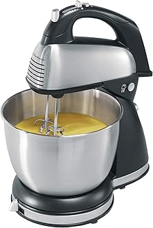 Hamilton Beach Classic Hand and Stand Mixer, 4 Quarts, 6 Speeds with QuickBurst, 290 Watts, Bowl Rest, Black and Stainless (64650),, Stand Mixer - Discontinued