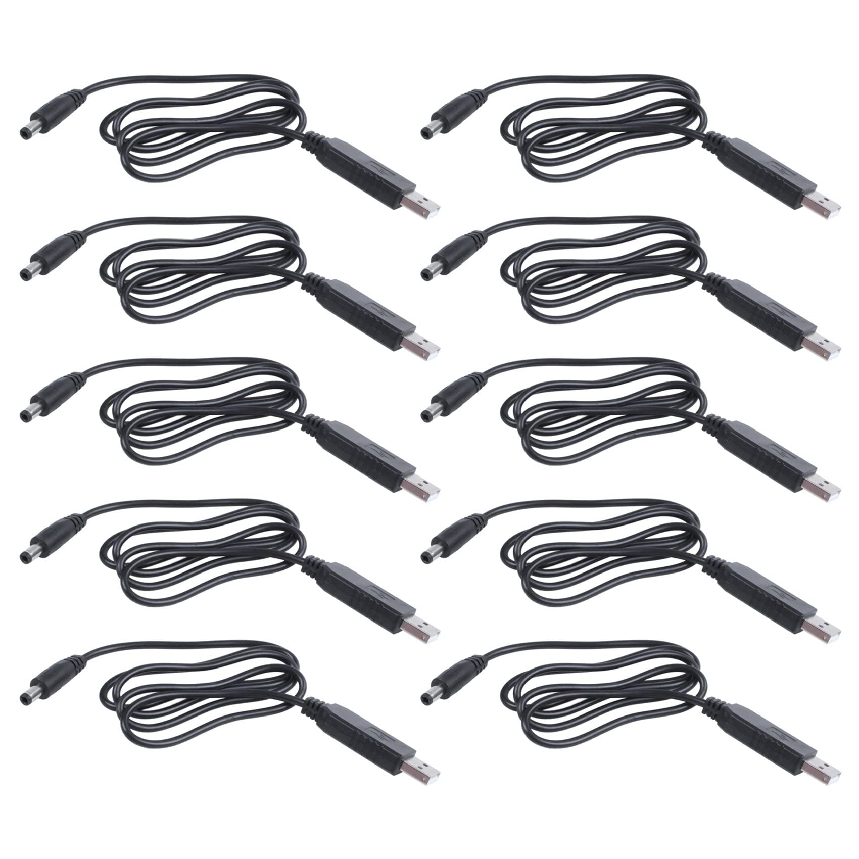 Jnchdghwa 10X USB DC 5V to DC 12V 2.1mm x 5.5mm Module Converter DC Male Connector Jack Power Cable Plug,1M (5V to DC 12V)