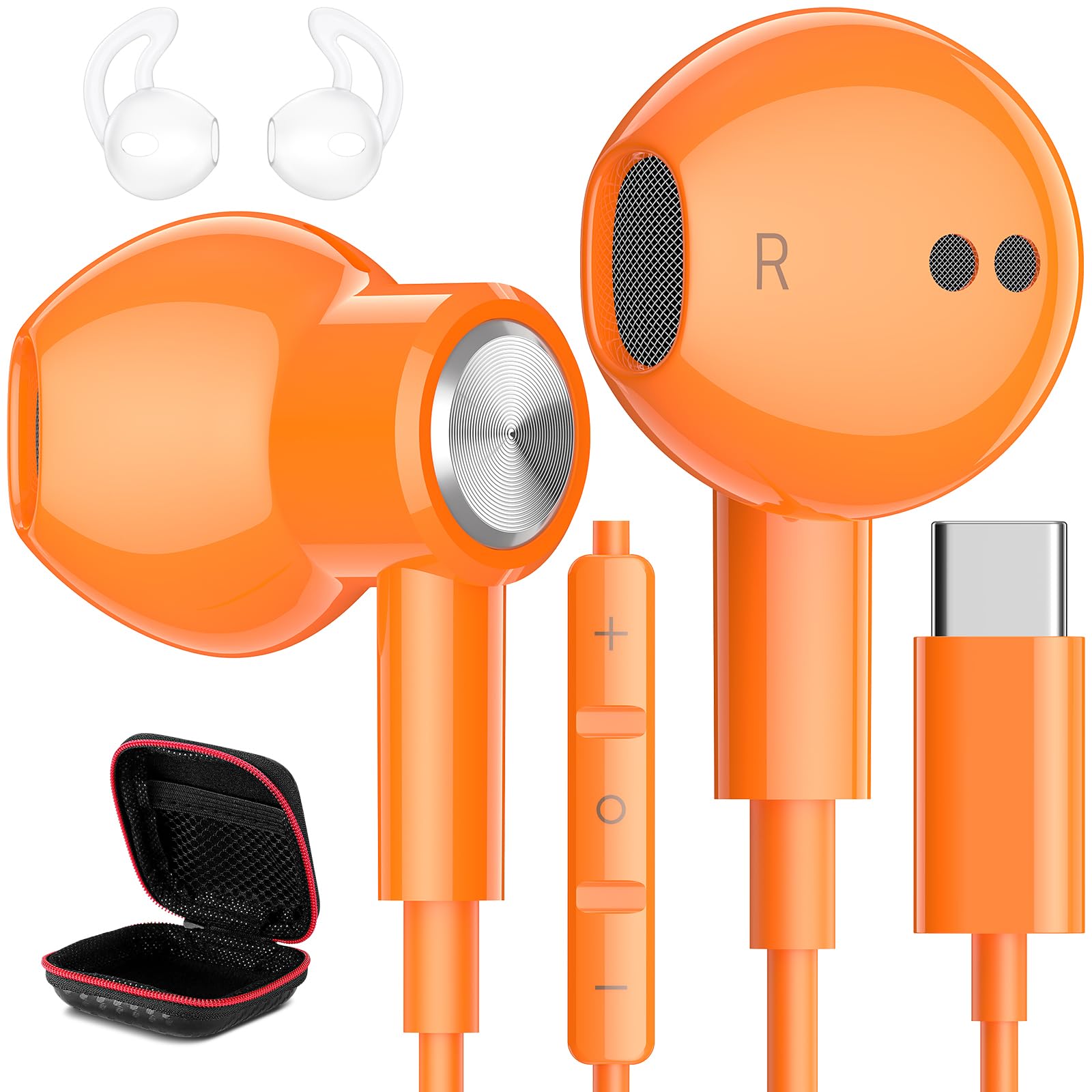 USB C Headphones Magnetic Wired Earbuds with Mic for Apple/Samsung Android