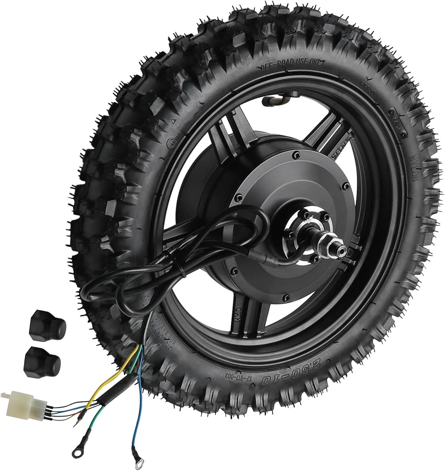 48V 800W Brushless Rear Hub Motor Wheel with 2.5-10 Solid Tire & Rim, Gear Reduction for Electric Motorcycle, Off-Road Pit Bike, and Bicycle