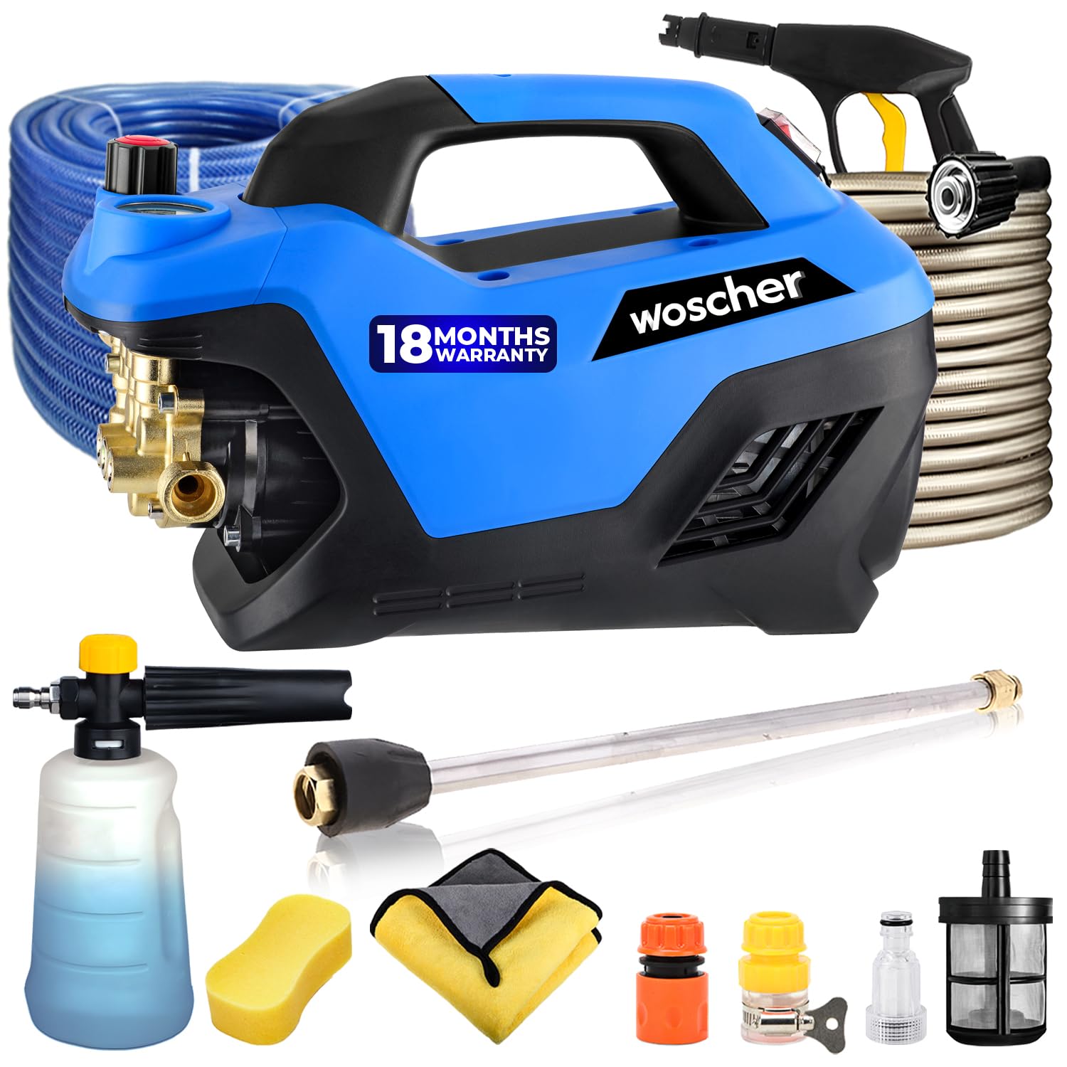 Woscher 969 High Pressure Washer 100% Copper Motor 240 Bars, 2400 Watts,10L/ Min Water Flow Rate, 8 Metres Outlet Hose, Portable for Car, Bike and Washer Pump for Home Use Cleaning|18 Months Warranty-picture-50